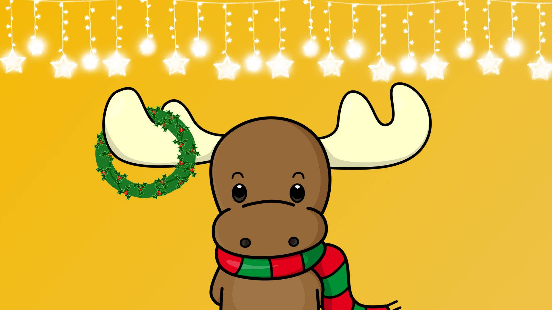 Kawaii Christmas Little Deer Wallpaper