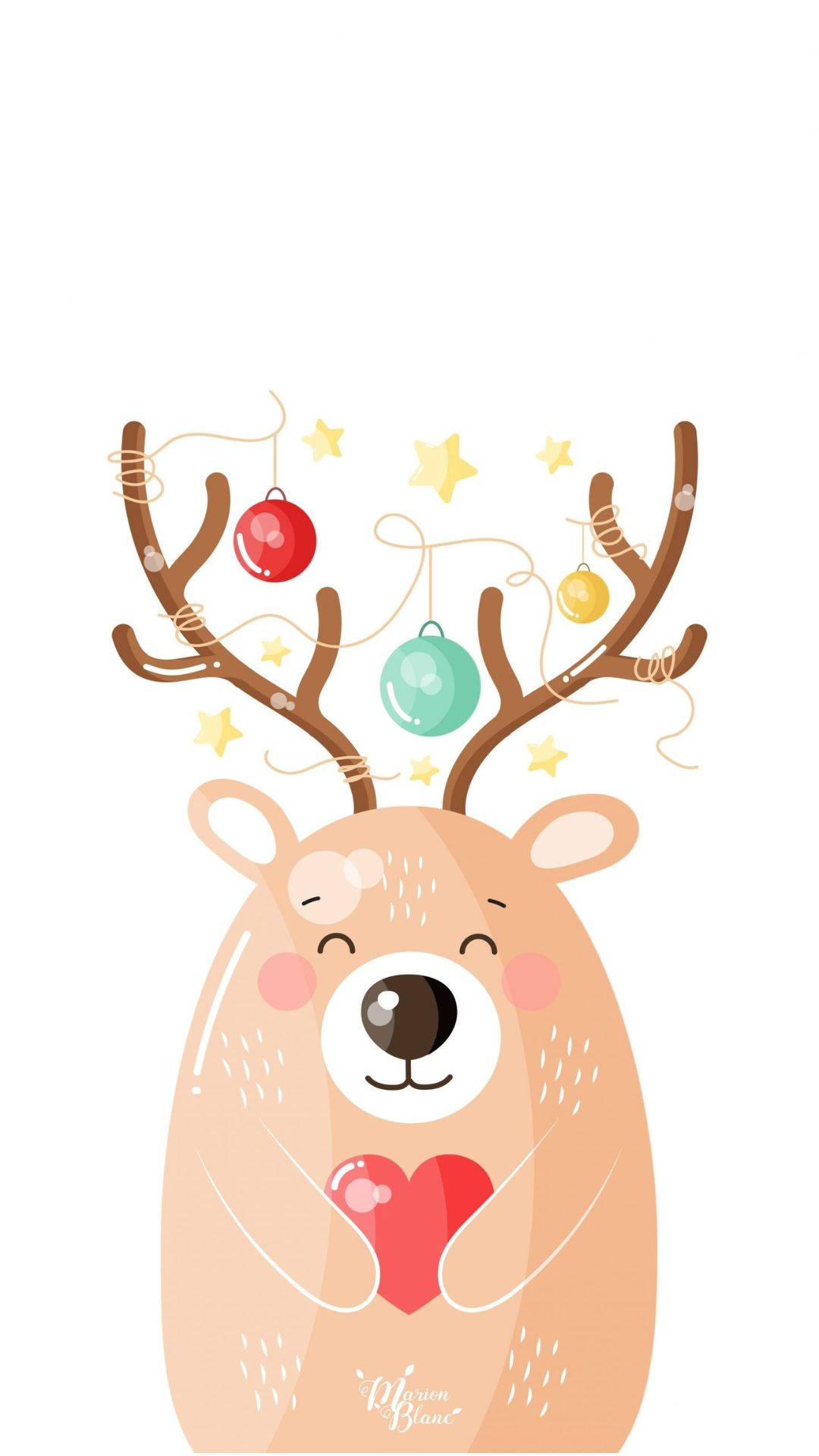 Kawaii Christmas Smiling Deer Wallpaper