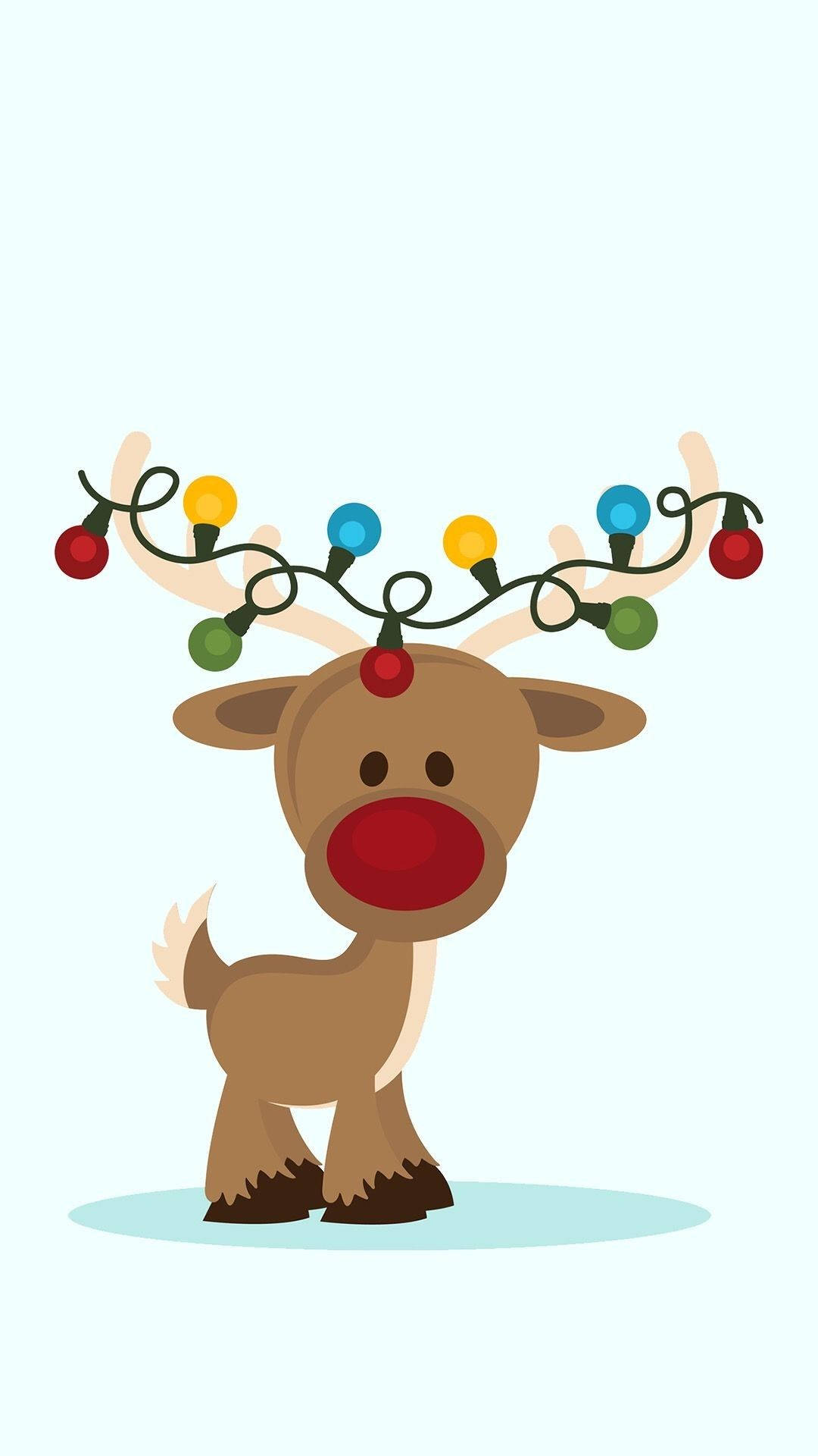 Kawaii Christmas Tiny Deer Wallpaper