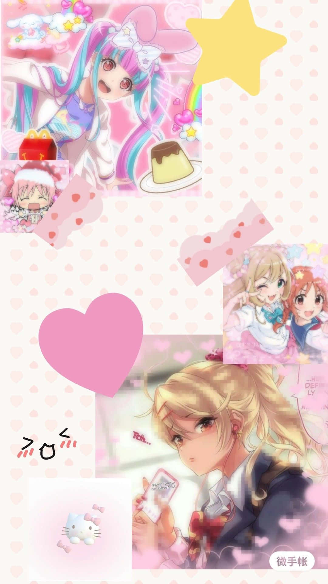Kawaii Collage Anime Characters Wallpaper