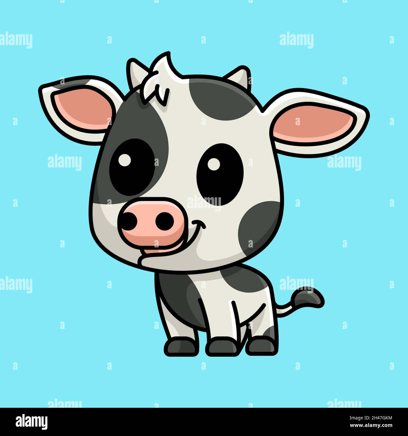 "Aww, look at this cute Kawaii Cow!" Wallpaper