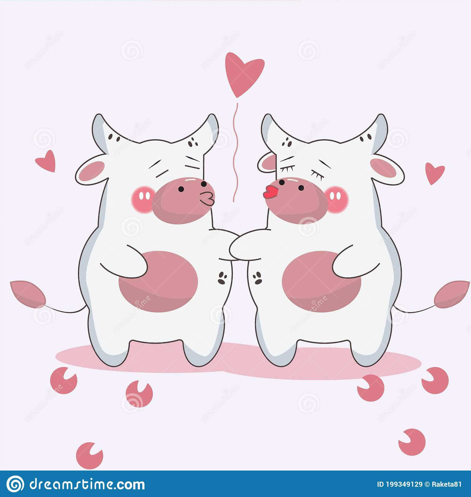 Two Cows Holding Hearts Stock Vector Image Wallpaper