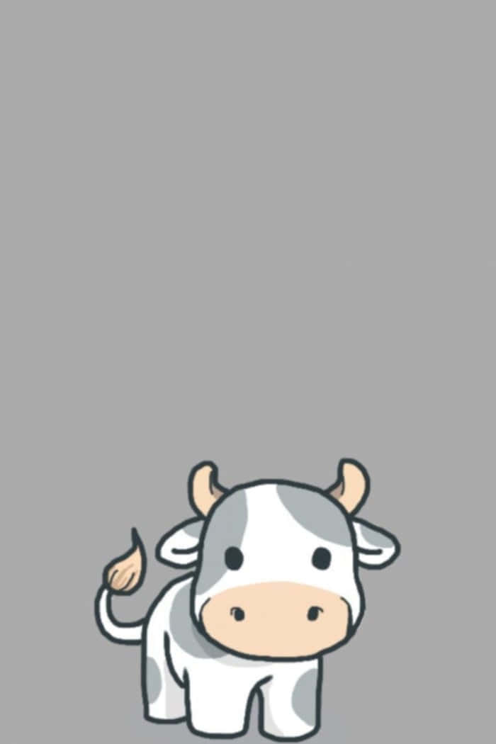 Playful Kawaii Cow Ready to Enjoy the Day Wallpaper
