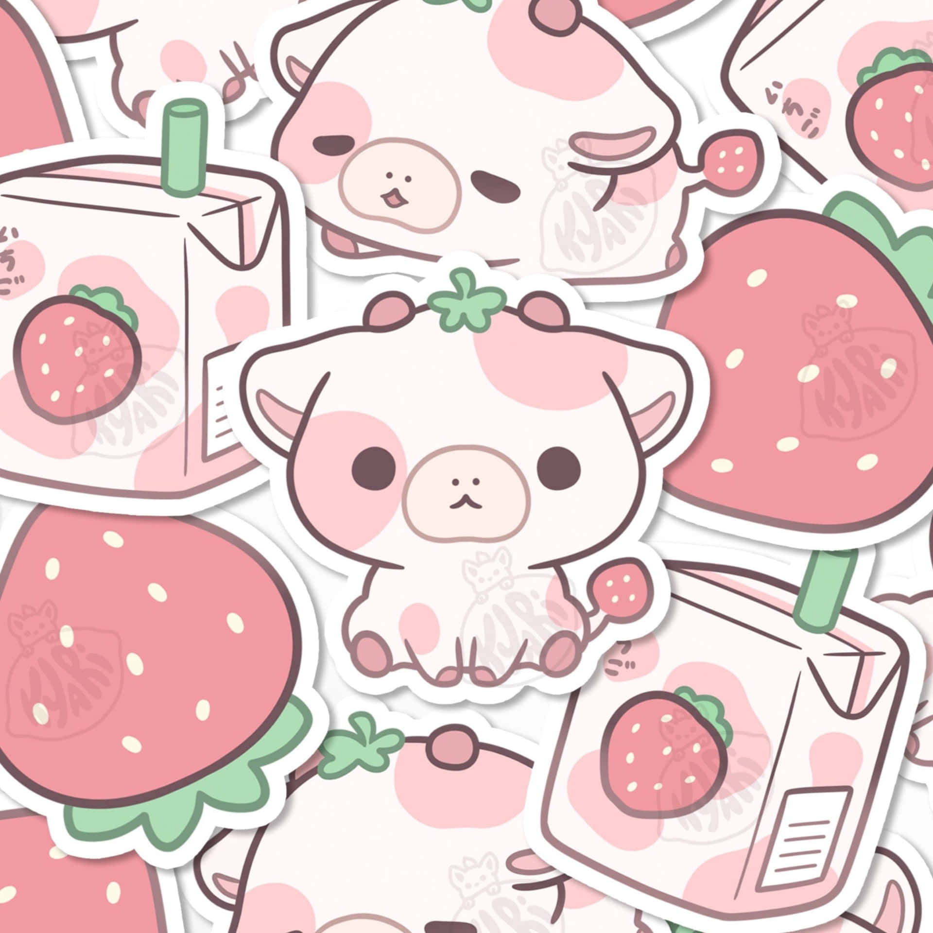 Buy Kawaii Strawberry Cow Matte Vinyl Sticker Stickers Cute Online in India   Etsy