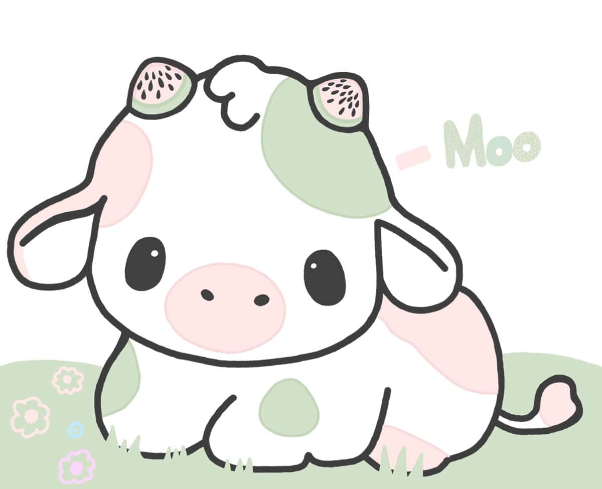 Einesüße Kleine Kuh Mit Rosa Und Weißen Flecken Wallpaper