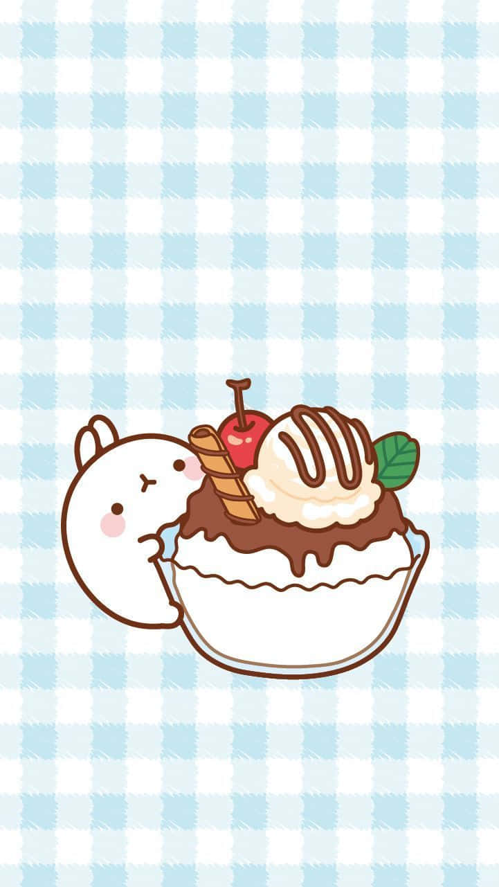 Kawaii Creature With Dessert Wallpaper