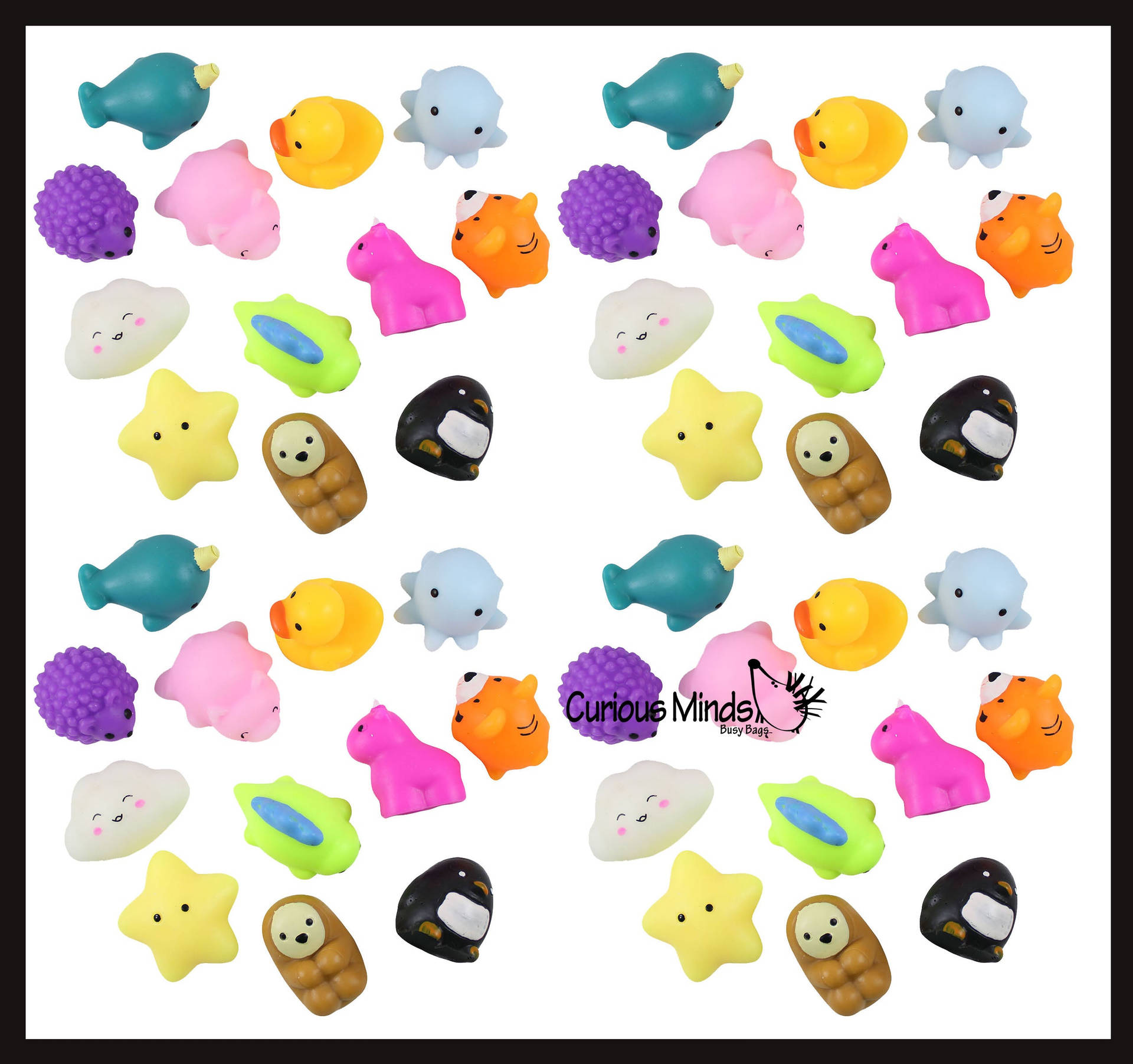 A Group Of Different Shaped Toys With Different Animals Wallpaper