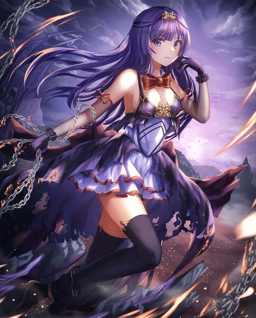 Богиня с фиолетовыми волосами аниме