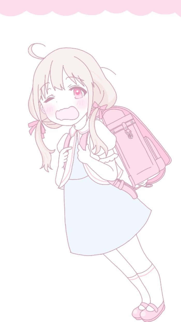 Kawaii Cute Anime Pink Backpack Wallpaper