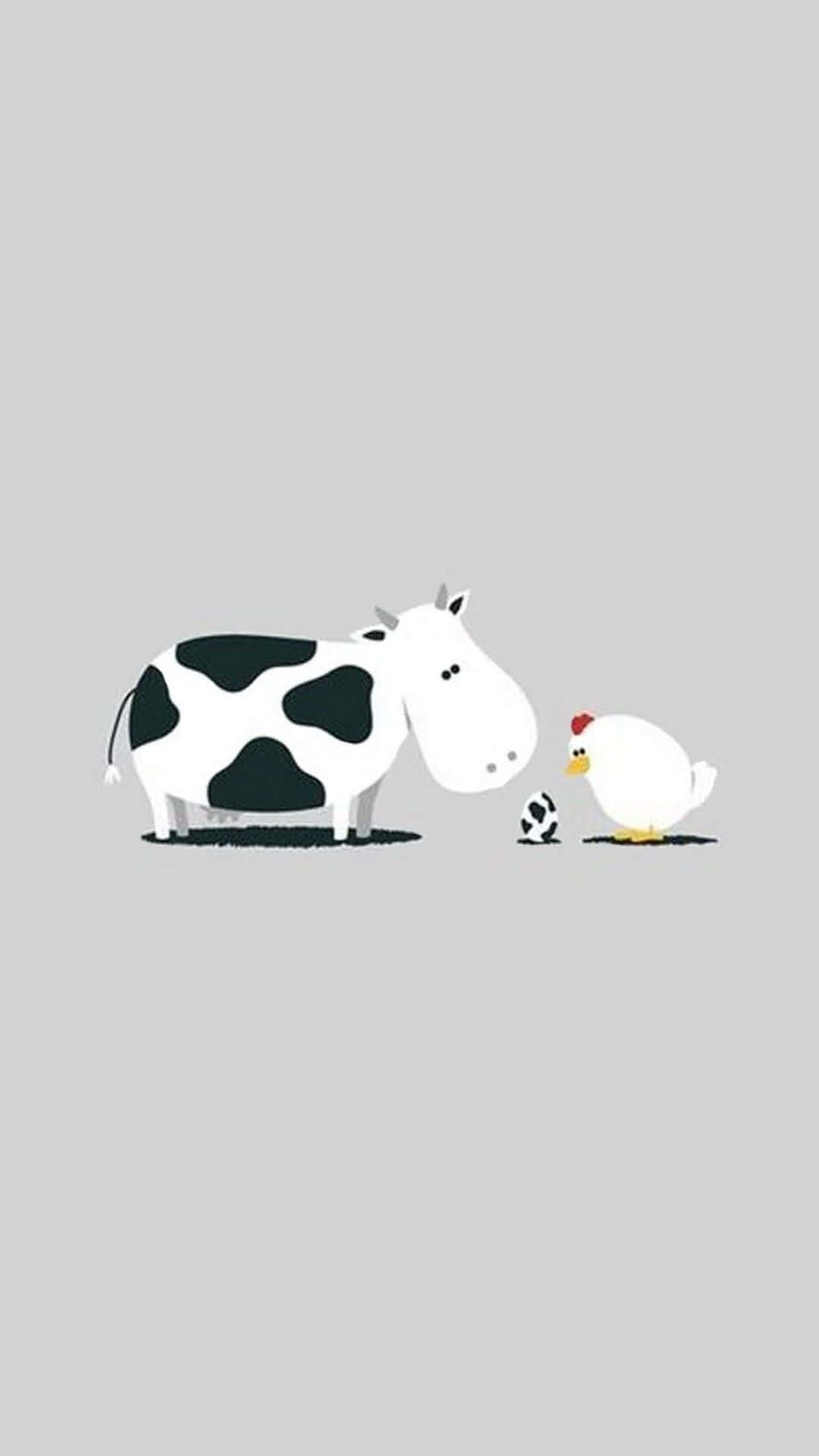 Adorable Kawaii Cute Cow Illustration Wallpaper