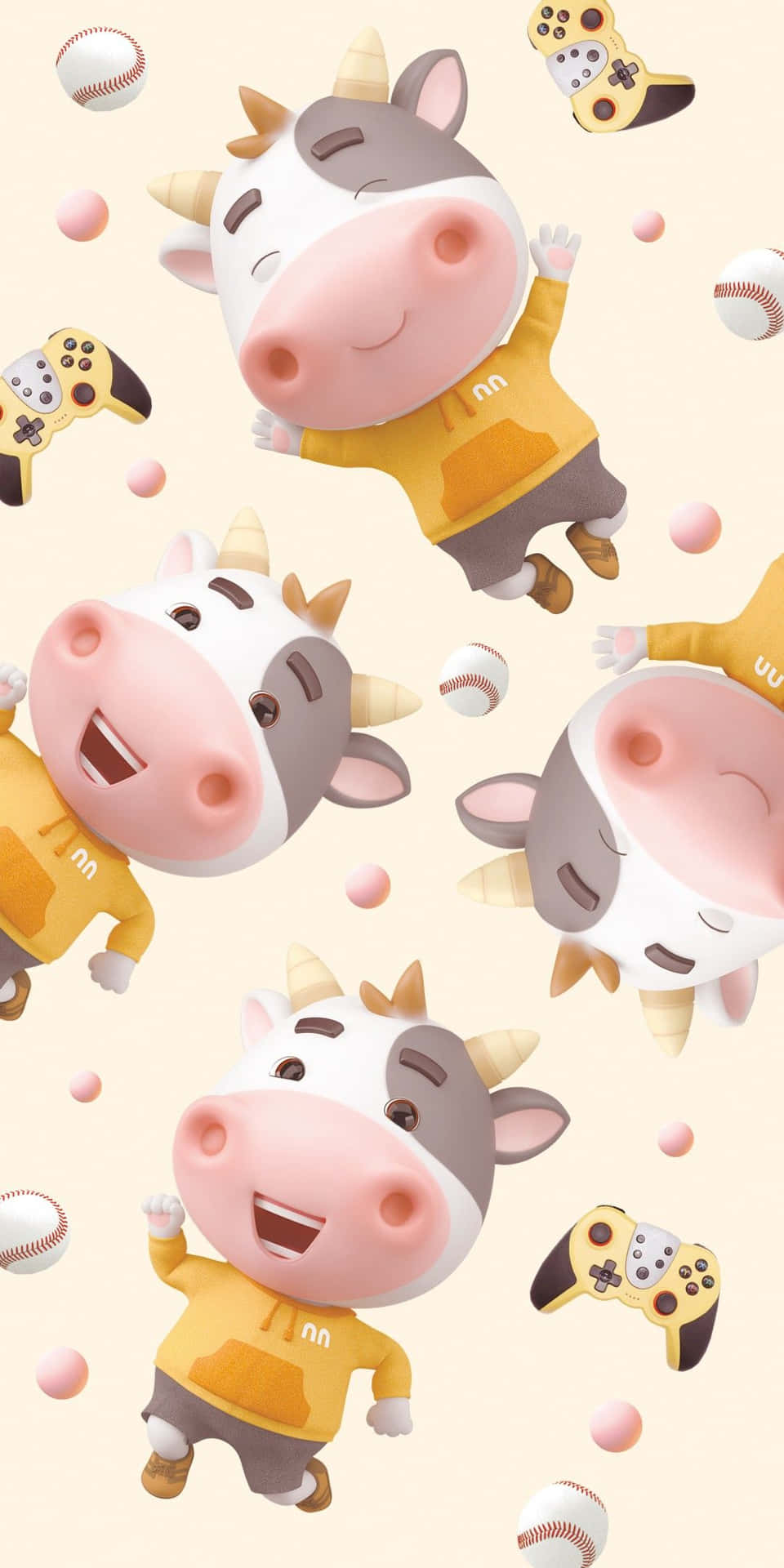 Adorable Kawaii Cute Cow smiling playfully Wallpaper