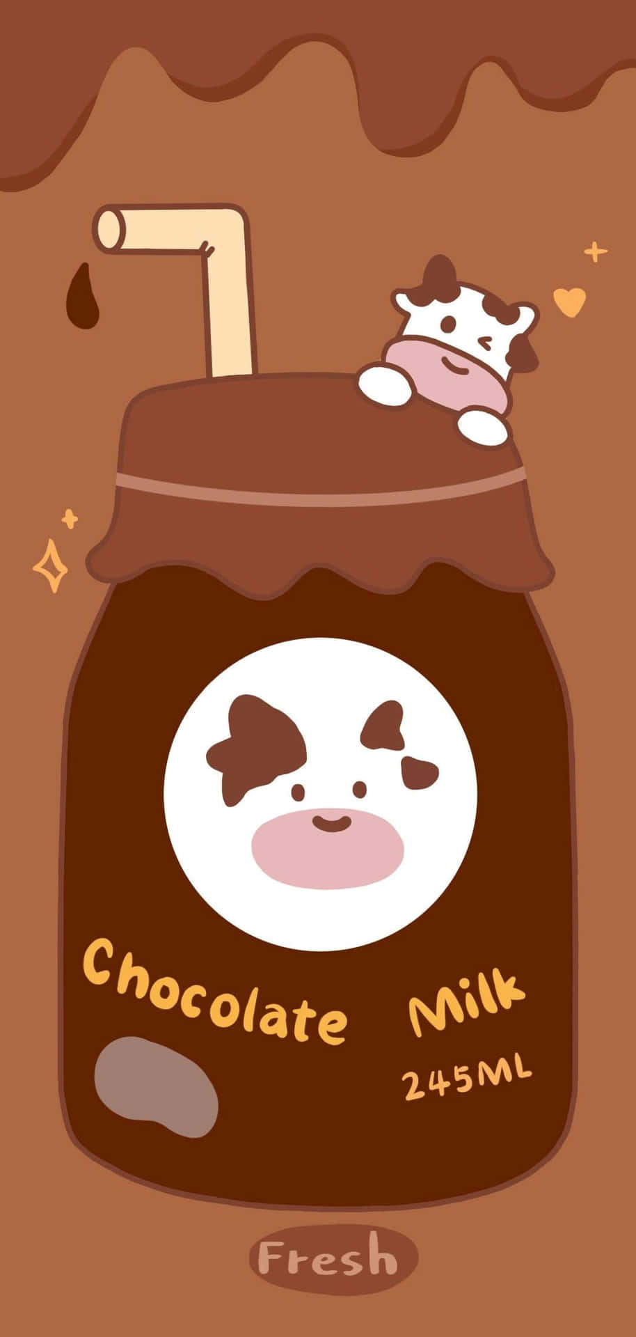 Adorable Kawaii Cute Cow Illustration Wallpaper