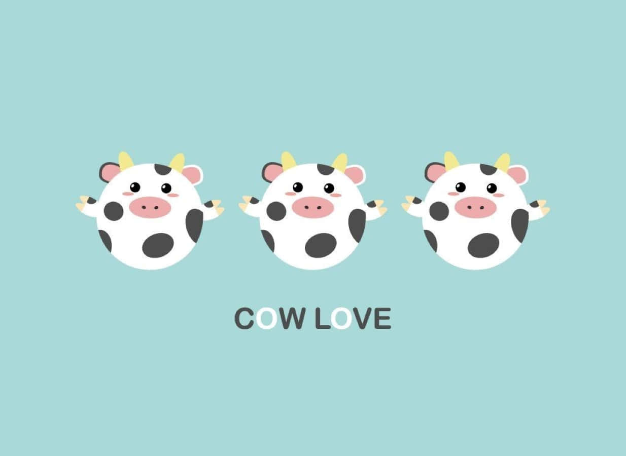 Adorable Kawaii Cute Cow in a Pasture Wallpaper