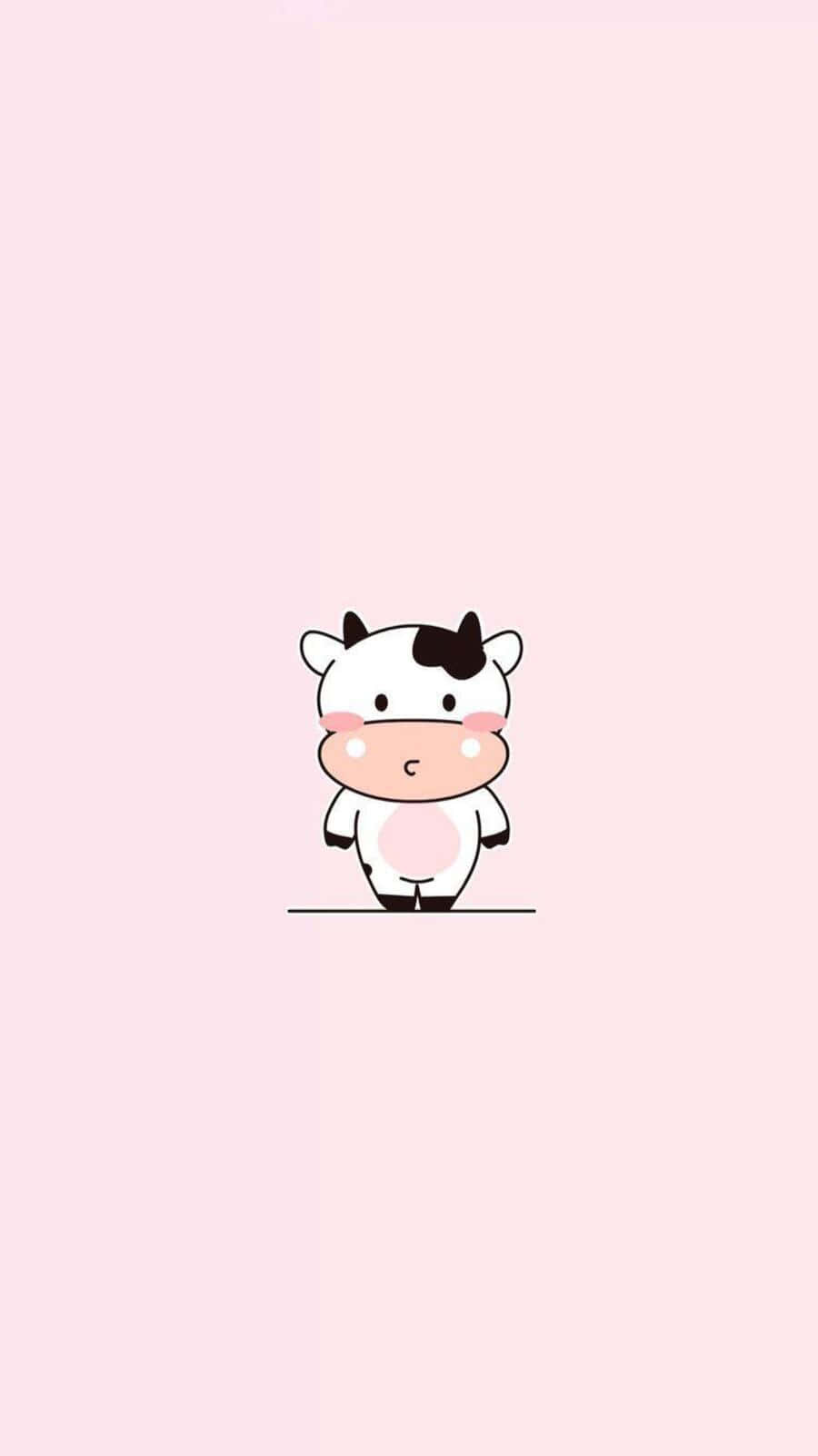 Adorable Kawaii Cow Illustration Wallpaper