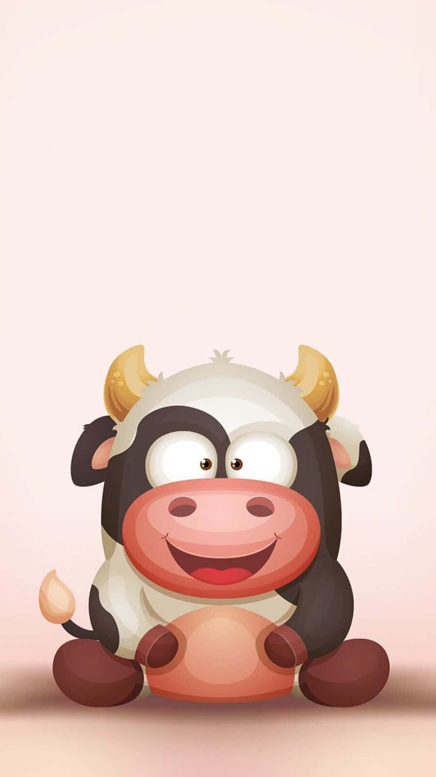 Adorable Kawaii Cute Cow with Pink Background Wallpaper