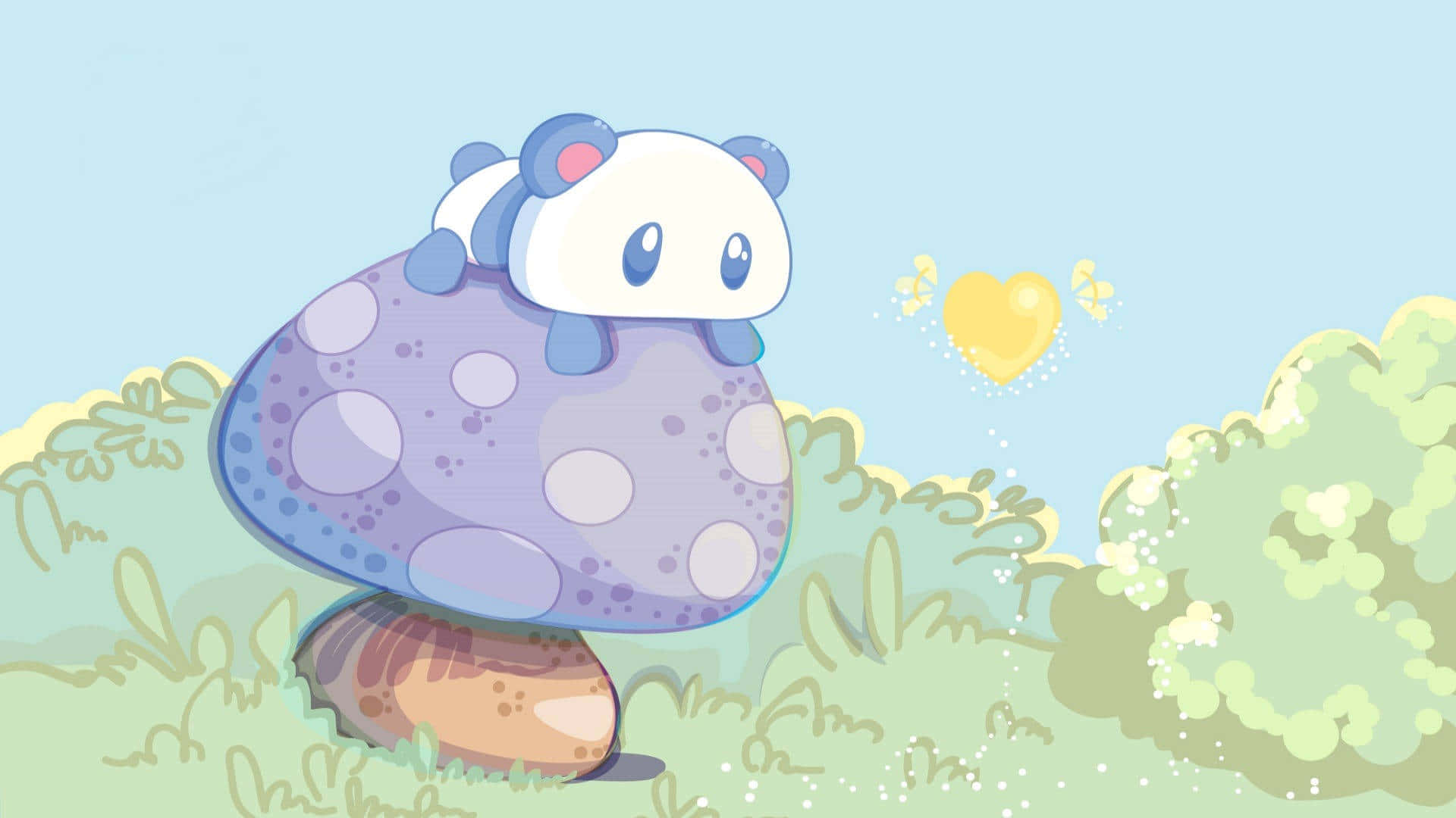 Kawaii Cute Bear On A Mushroom Picture