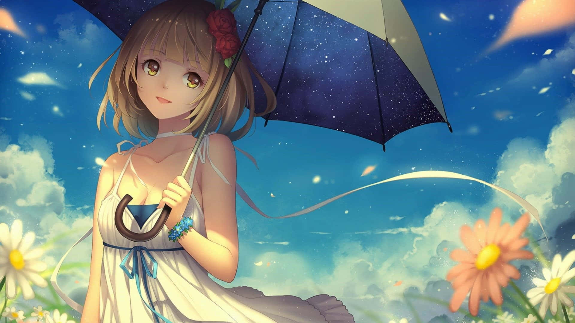 Kawaii Cute Anime With Umbrella Picture