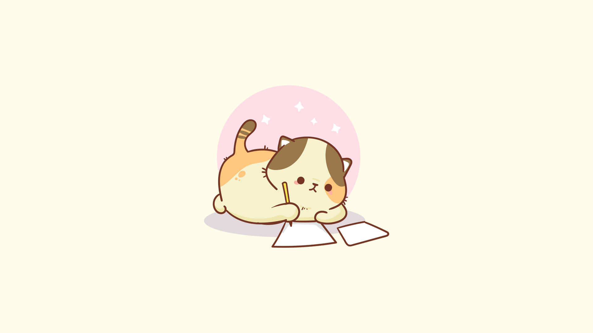 Kawaii Cute Cat Writing Picture