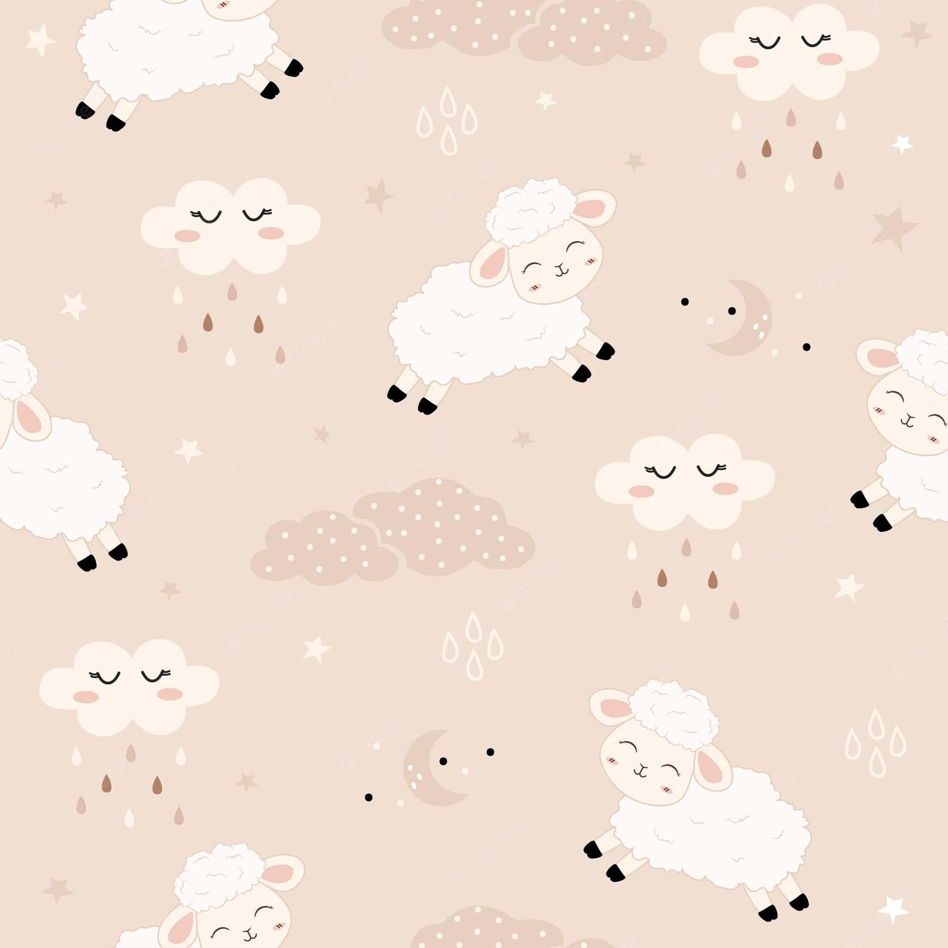 Kawaii Cute Clouds And Sheep Picture