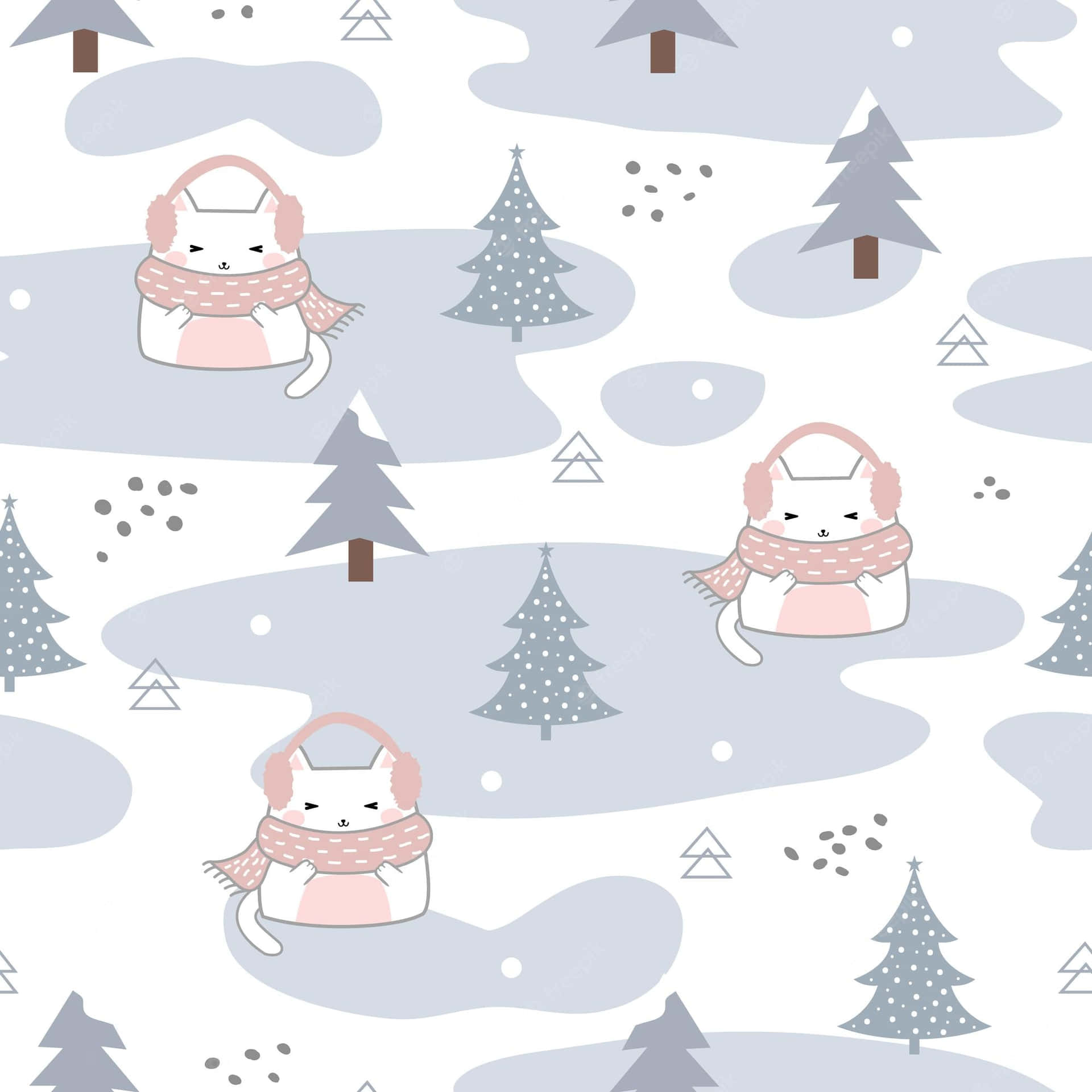 Kawaii Cute Winter Cats Picture