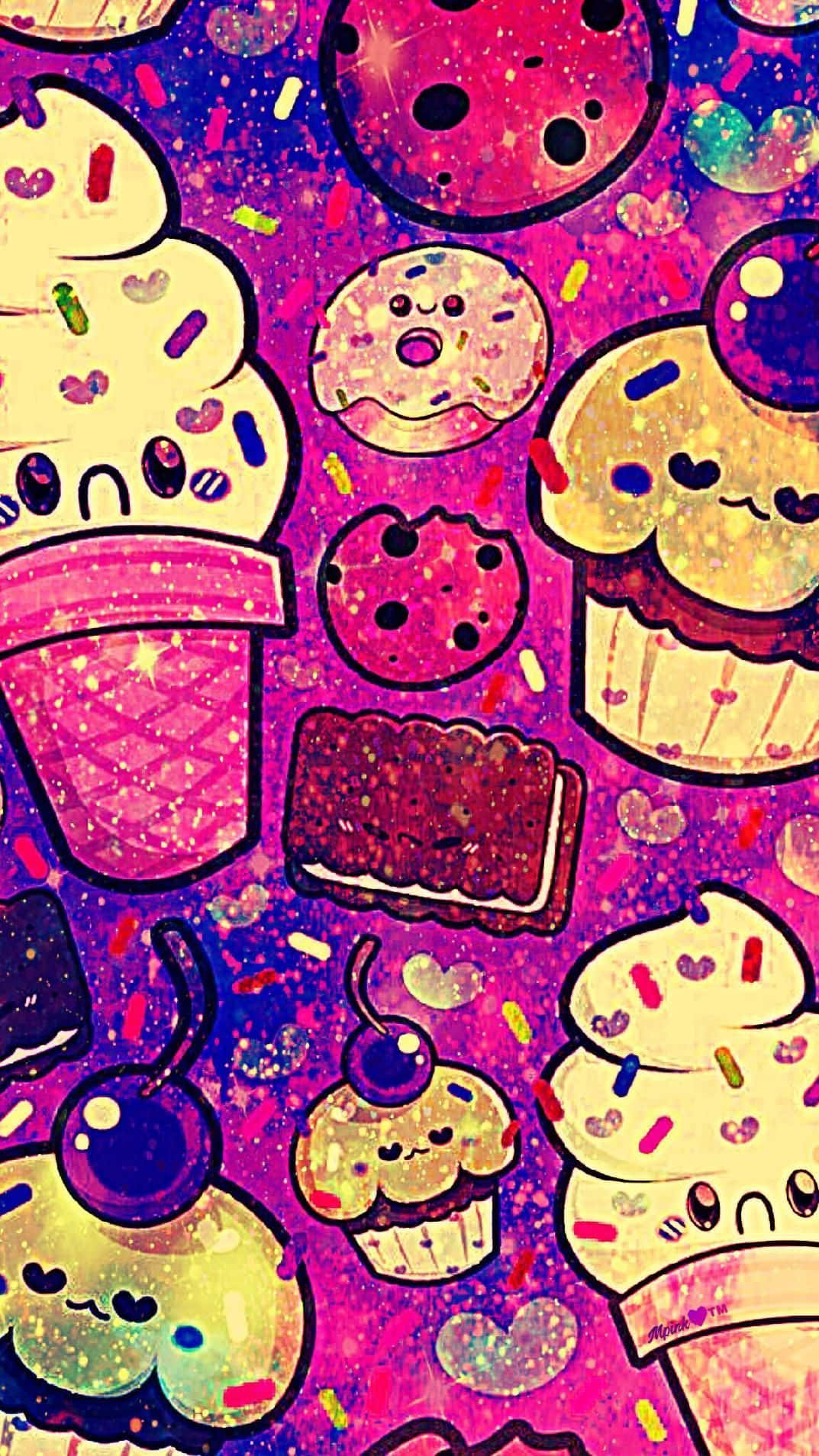 "An adorable assortment of Kawaii Desserts" Wallpaper