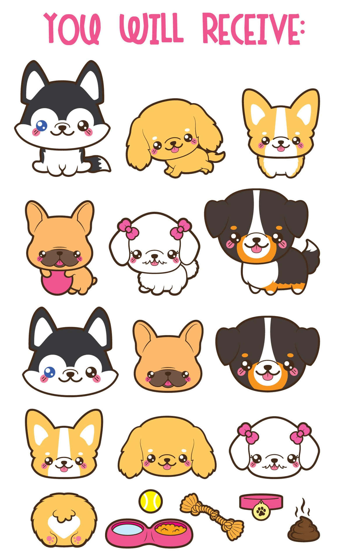 Adorable Kawaii Dog Illustration Wallpaper