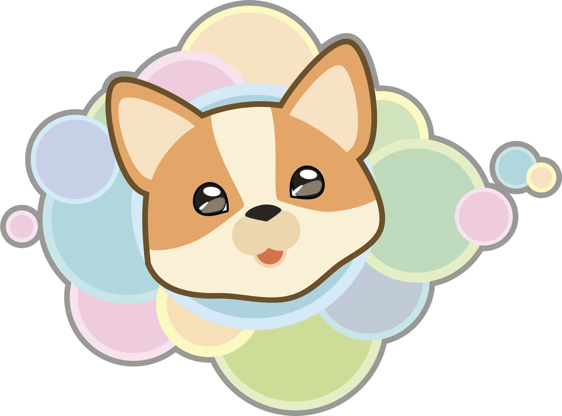 Adorable Kawaii Dog Posing on a Beautiful Day Wallpaper