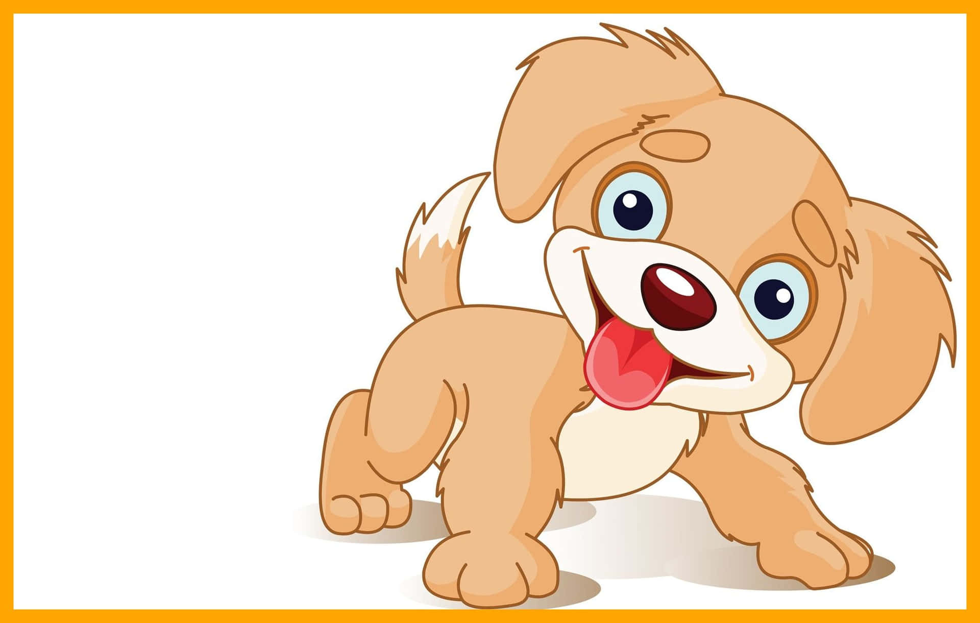Adorable Kawaii Dog Smiling and Wagging Tail Wallpaper