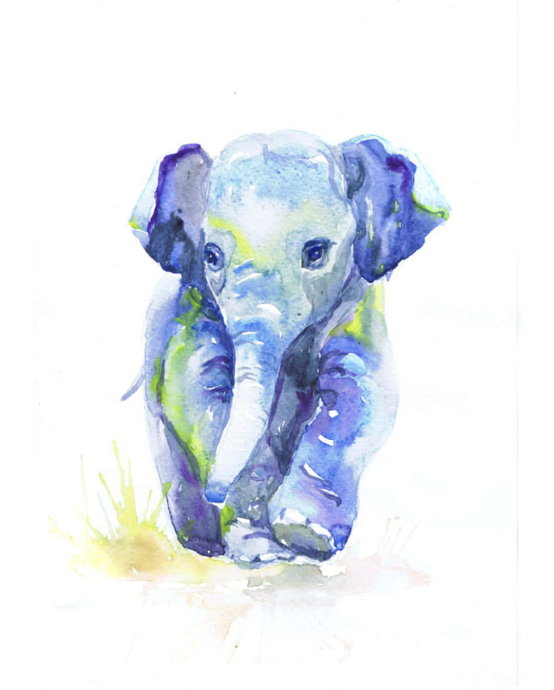Adorable Kawaii Elephant Illustration Wallpaper