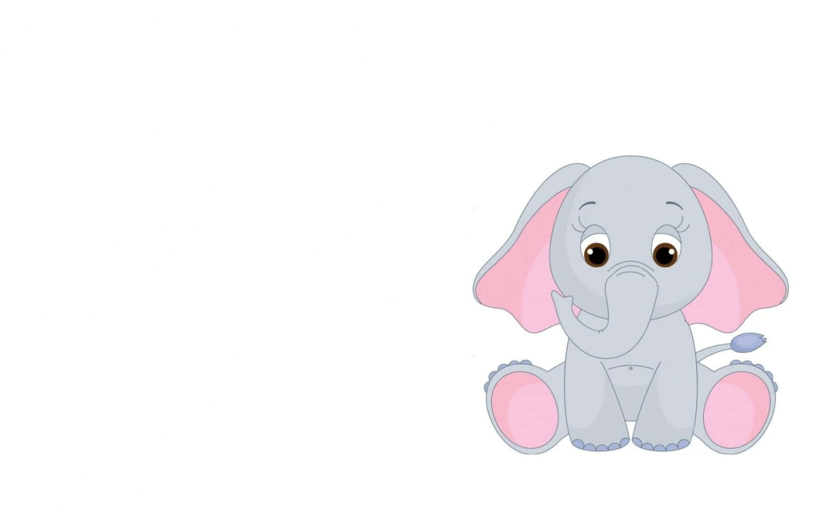 Cute Kawaii Elephant Smiling on Colorful Background Wallpaper