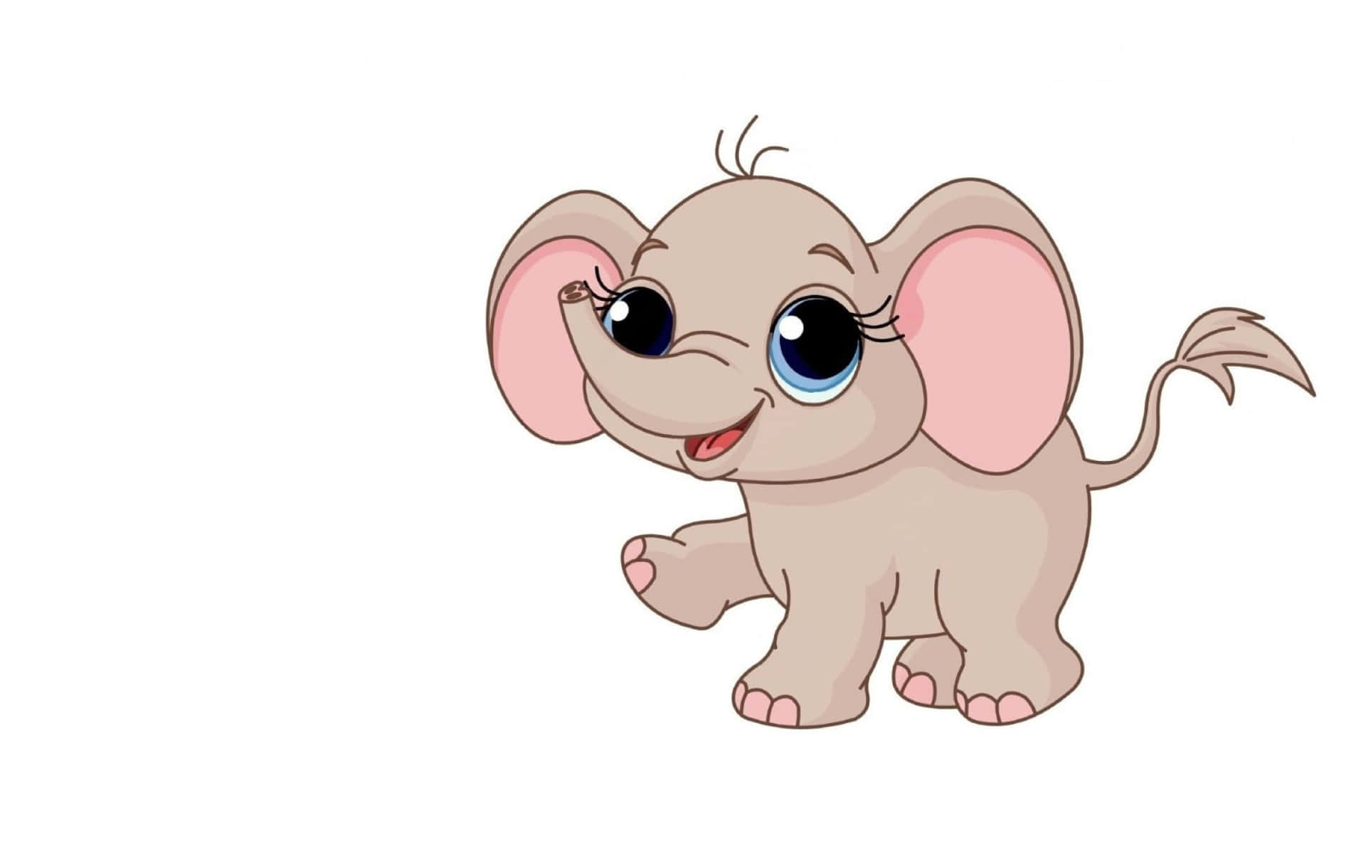 Adorable Kawaii Elephant Illustration Wallpaper