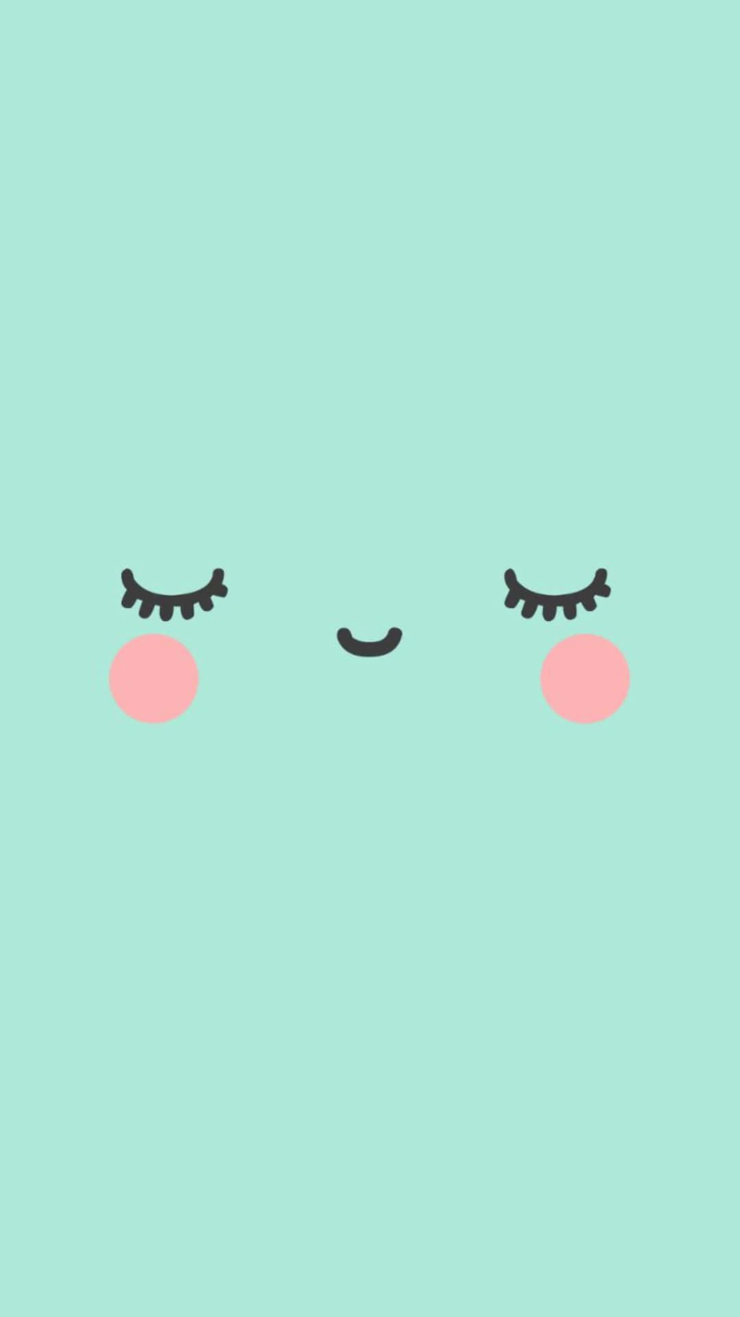 Cute Kawaii Emoticons on Pink Background Wallpaper