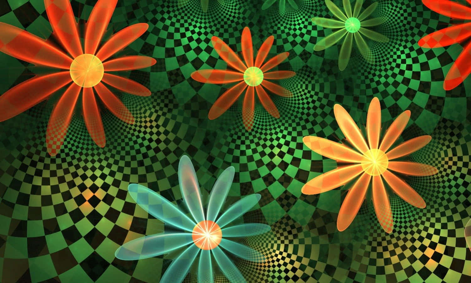 Vibrant Kawaii Flower Illustration Wallpaper