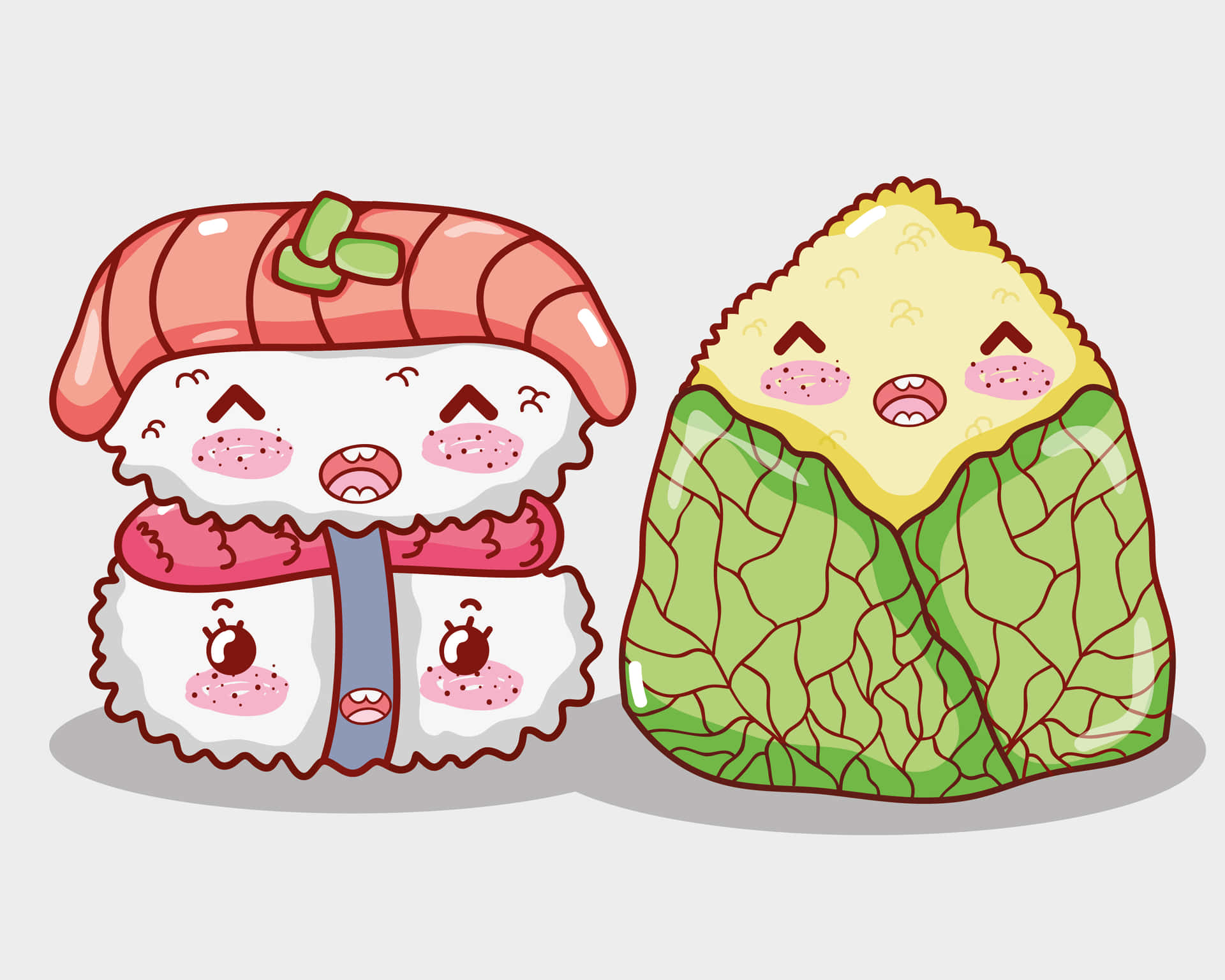 Cute Kawaii Food with Friendly Faces Wallpaper