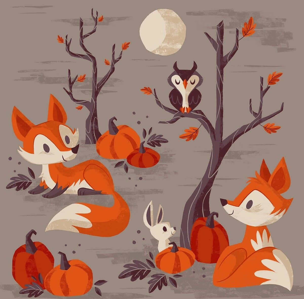 A Cute Kawaii Fox Illustration Wallpaper