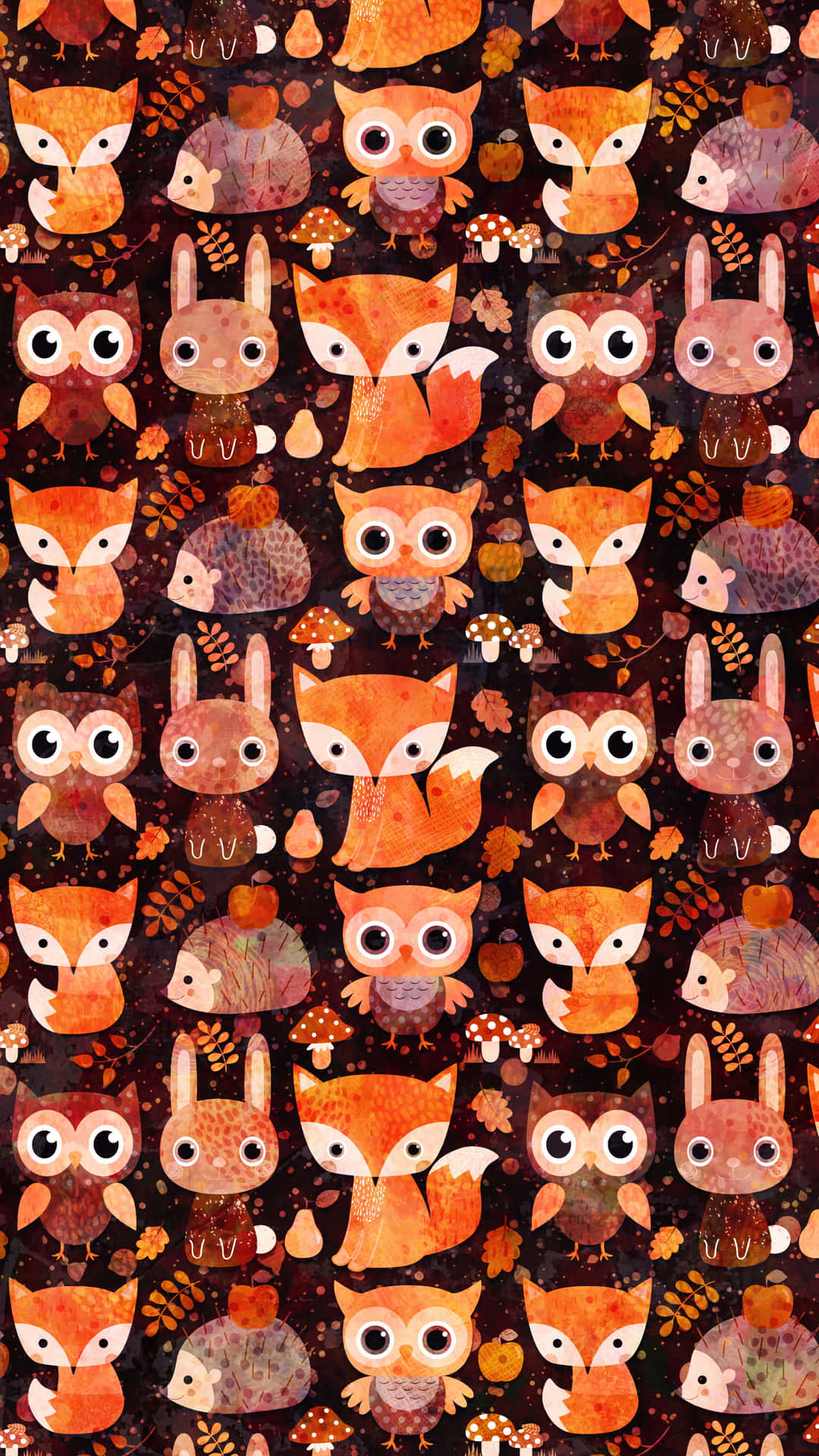 Kawaii fox in a magical forest Wallpaper