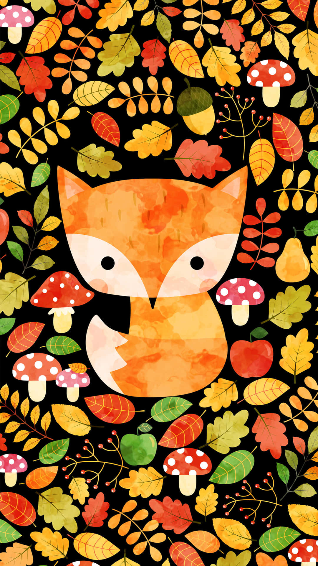 Adorable Kawaii Fox Illustration Wallpaper