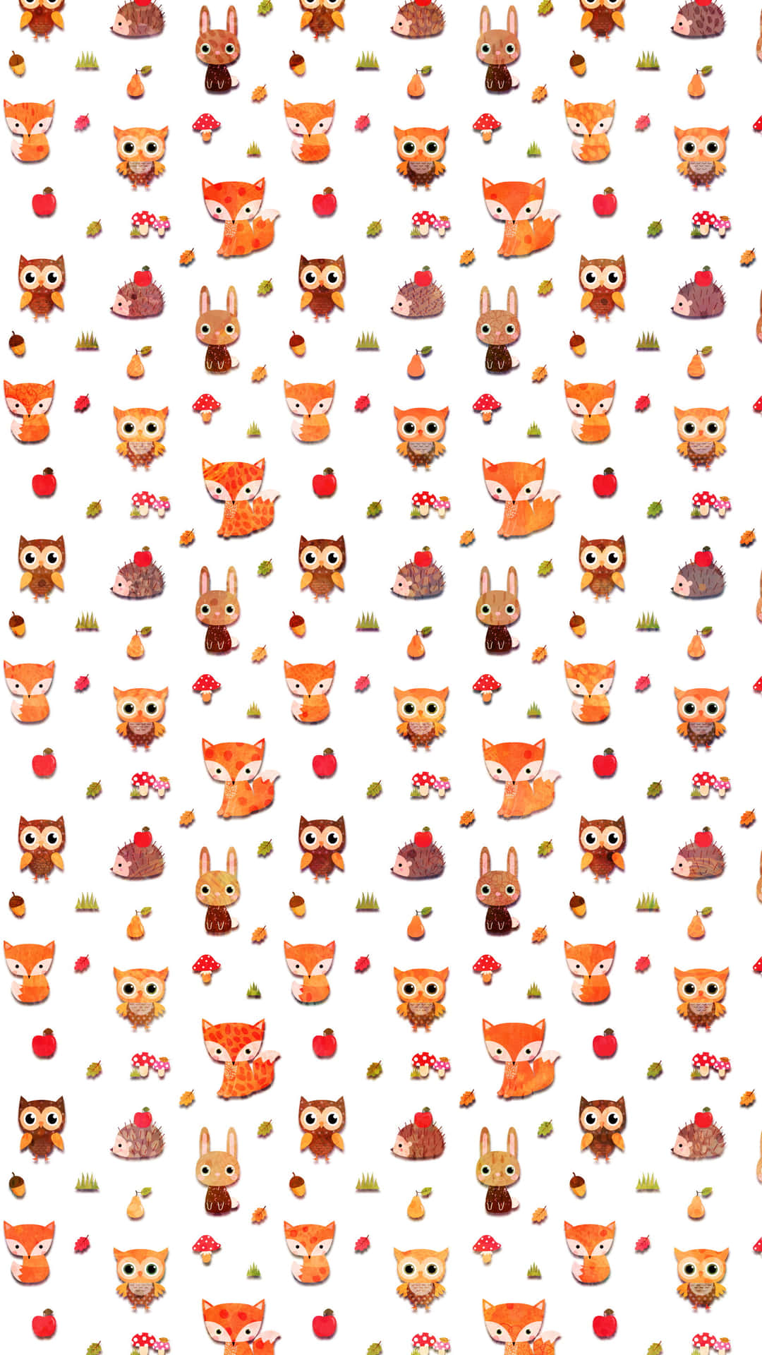 A Kawaii Fox happily exploring the colorful forest. Wallpaper