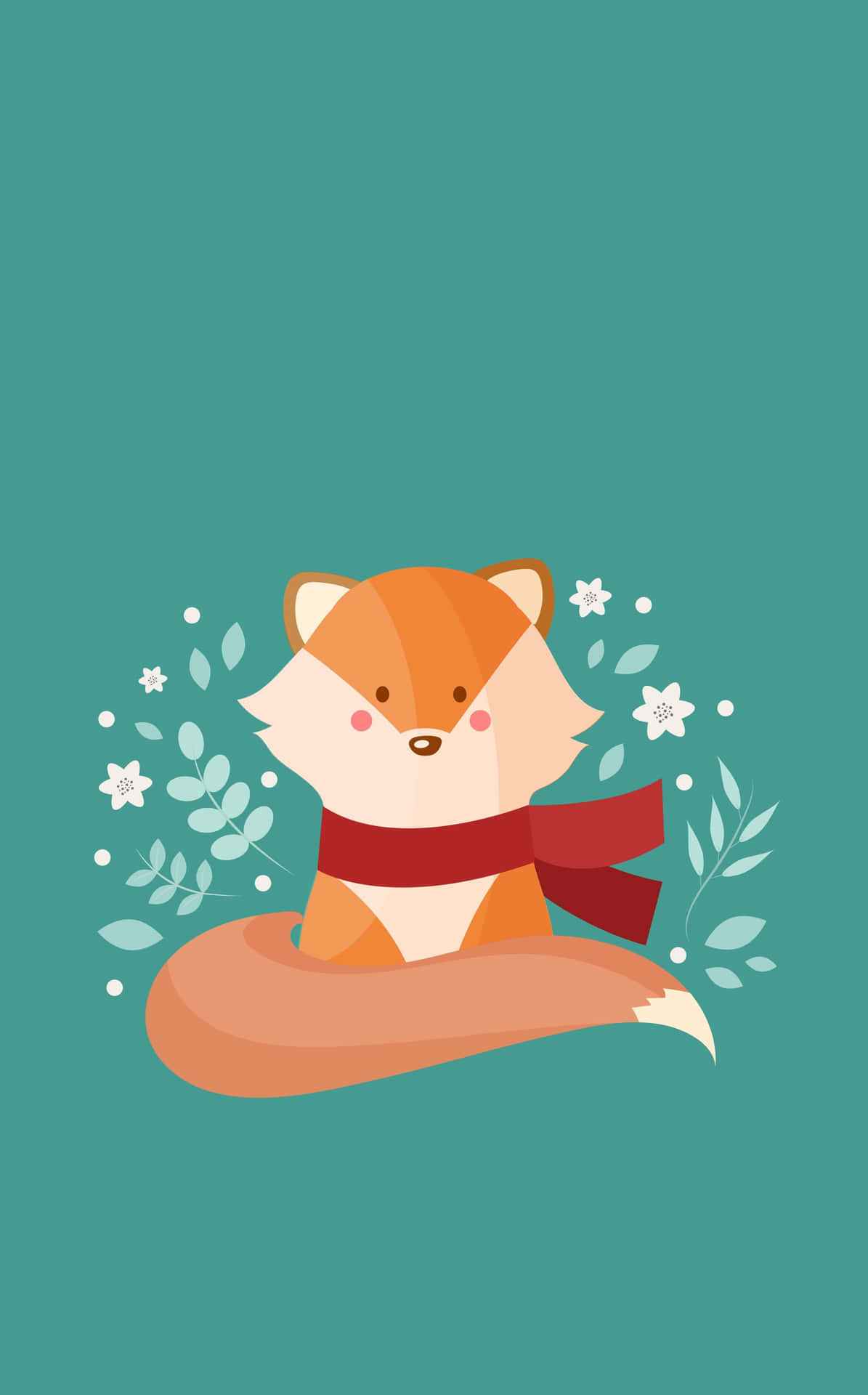 Kawaii Fox: A Cute and Adorable Sketch of a Smiling Fox Wallpaper