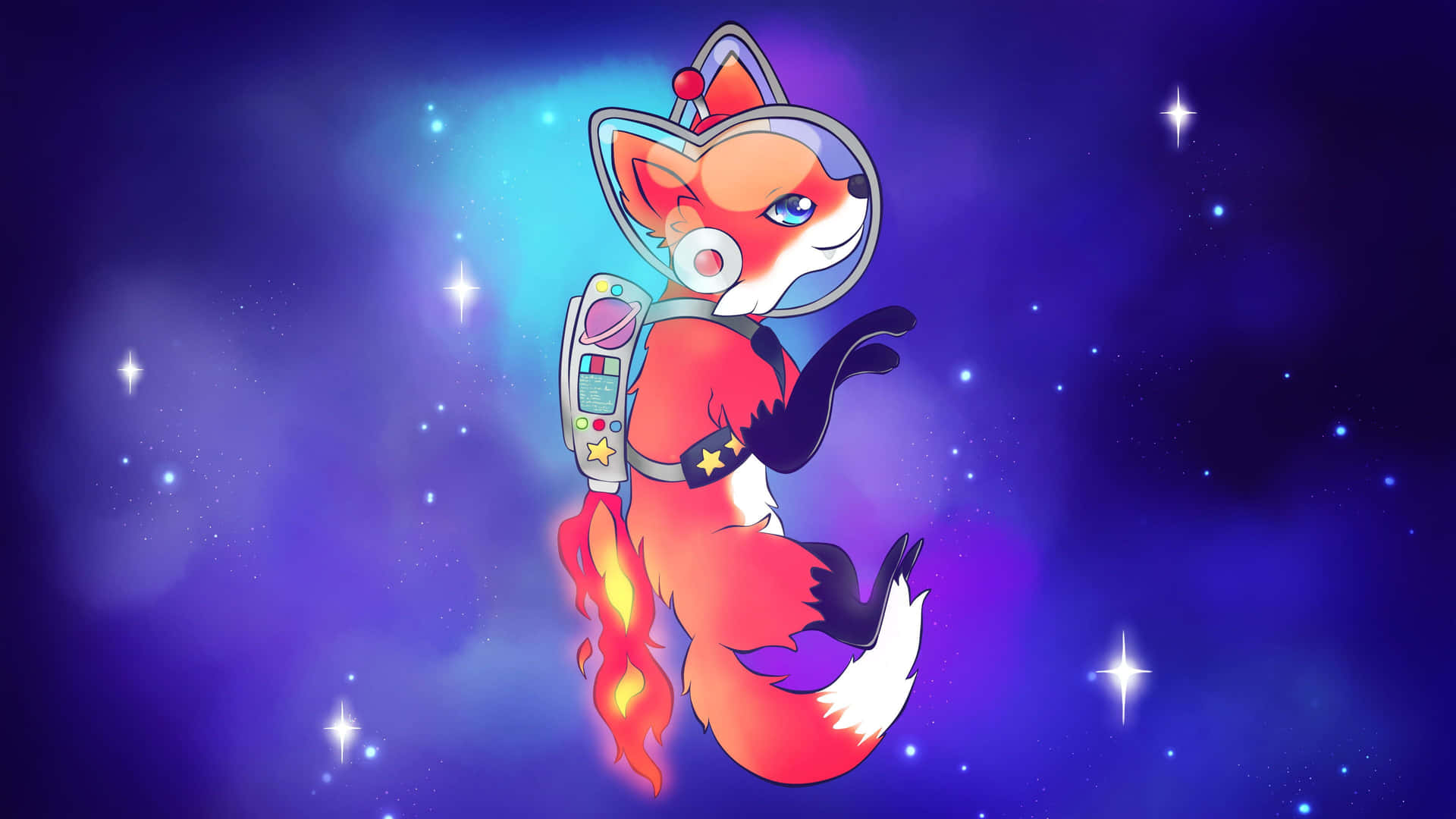 Adorable Kawaii Fox in a Magical Forest Wallpaper
