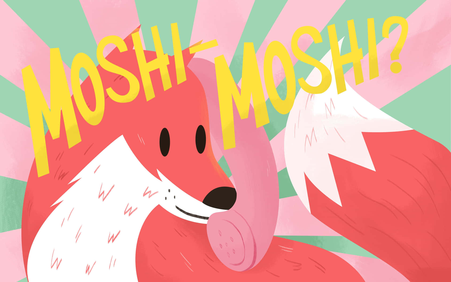 Kawaii Fox: Cute and Colorful Fox Illustration Wallpaper