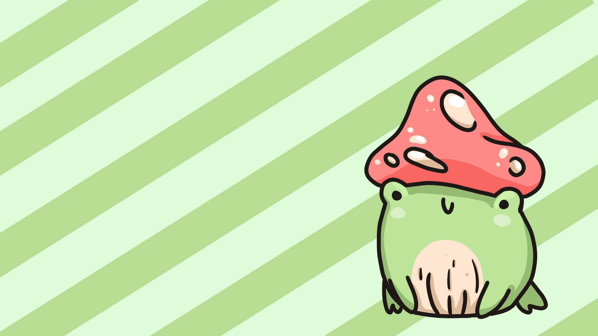 Kawaii Frog In A Mushroom Hat Wallpaper