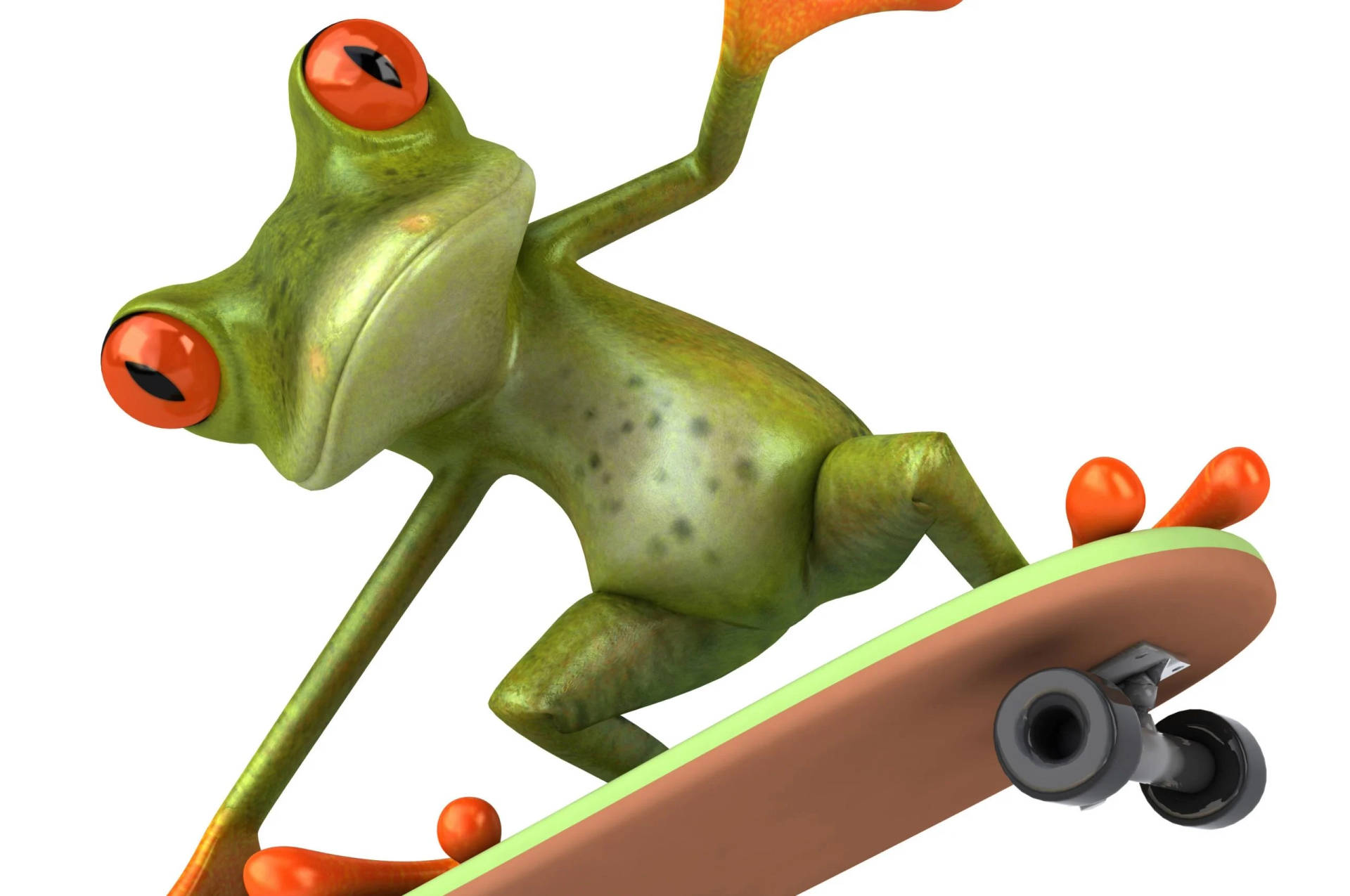 Kawaii Frog On Skates Wallpaper
