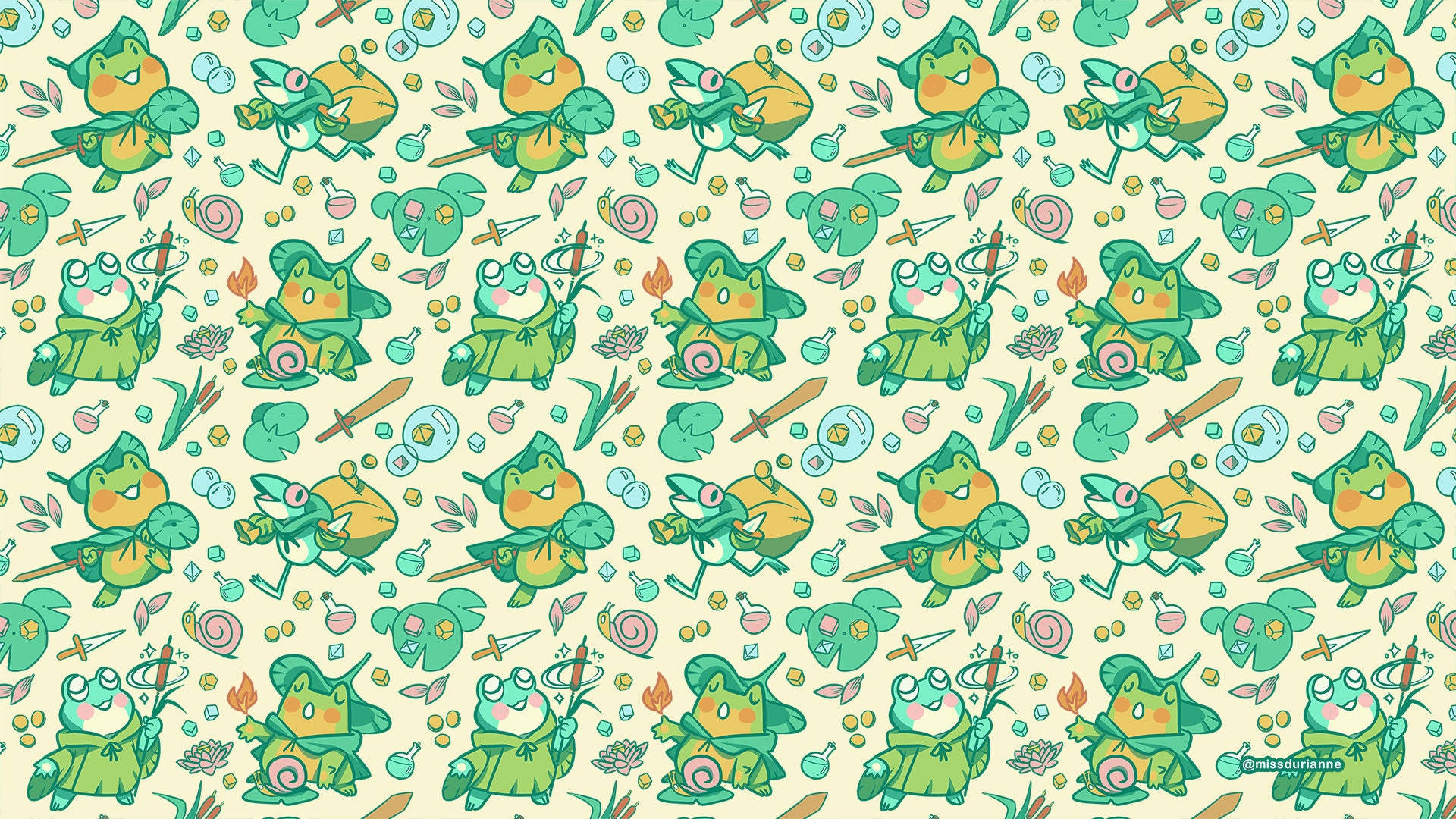 Kawaii Frog Pattern Design Wallpaper