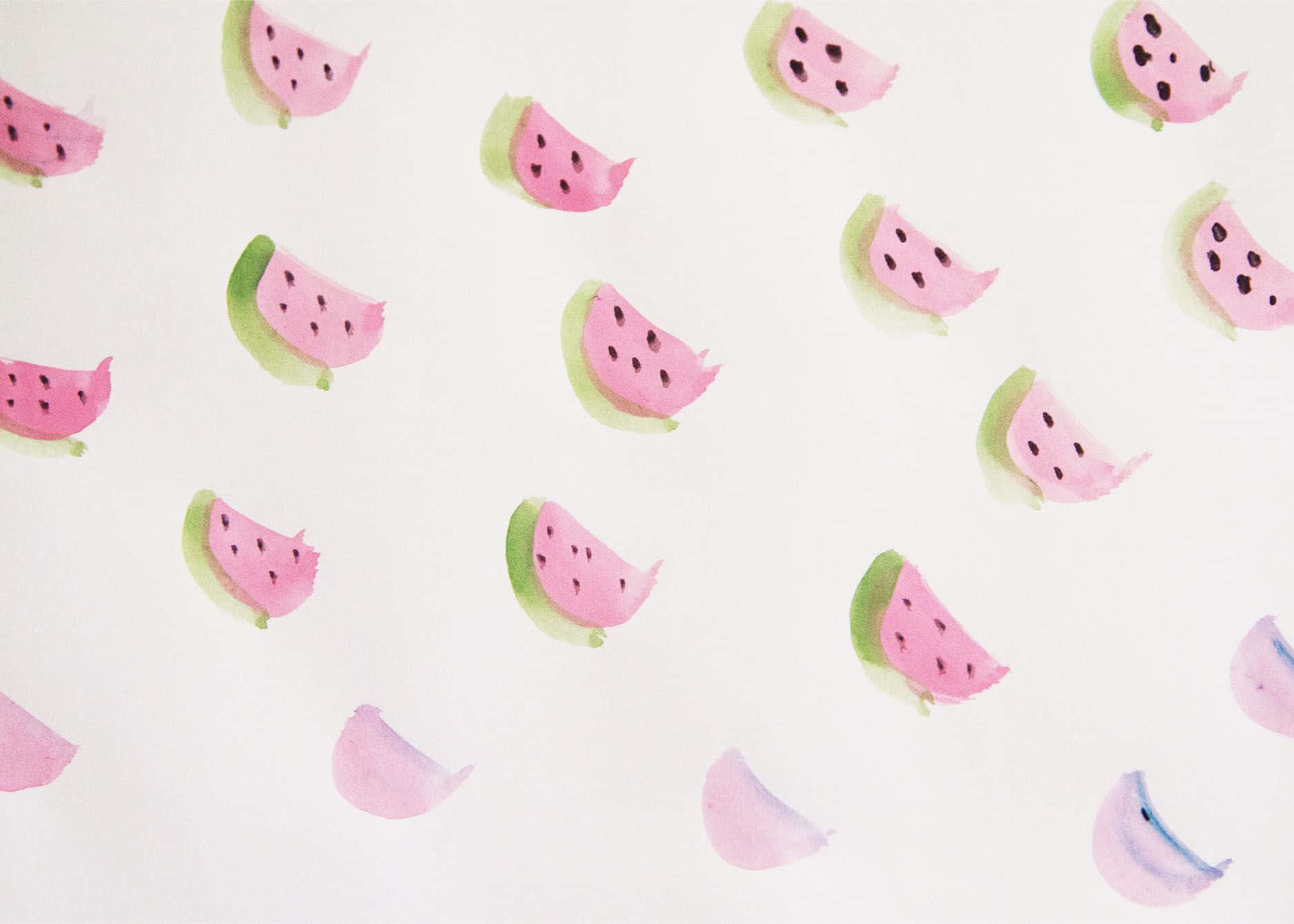 Colorful assortment of Kawaii fruit characters smiling happily Wallpaper