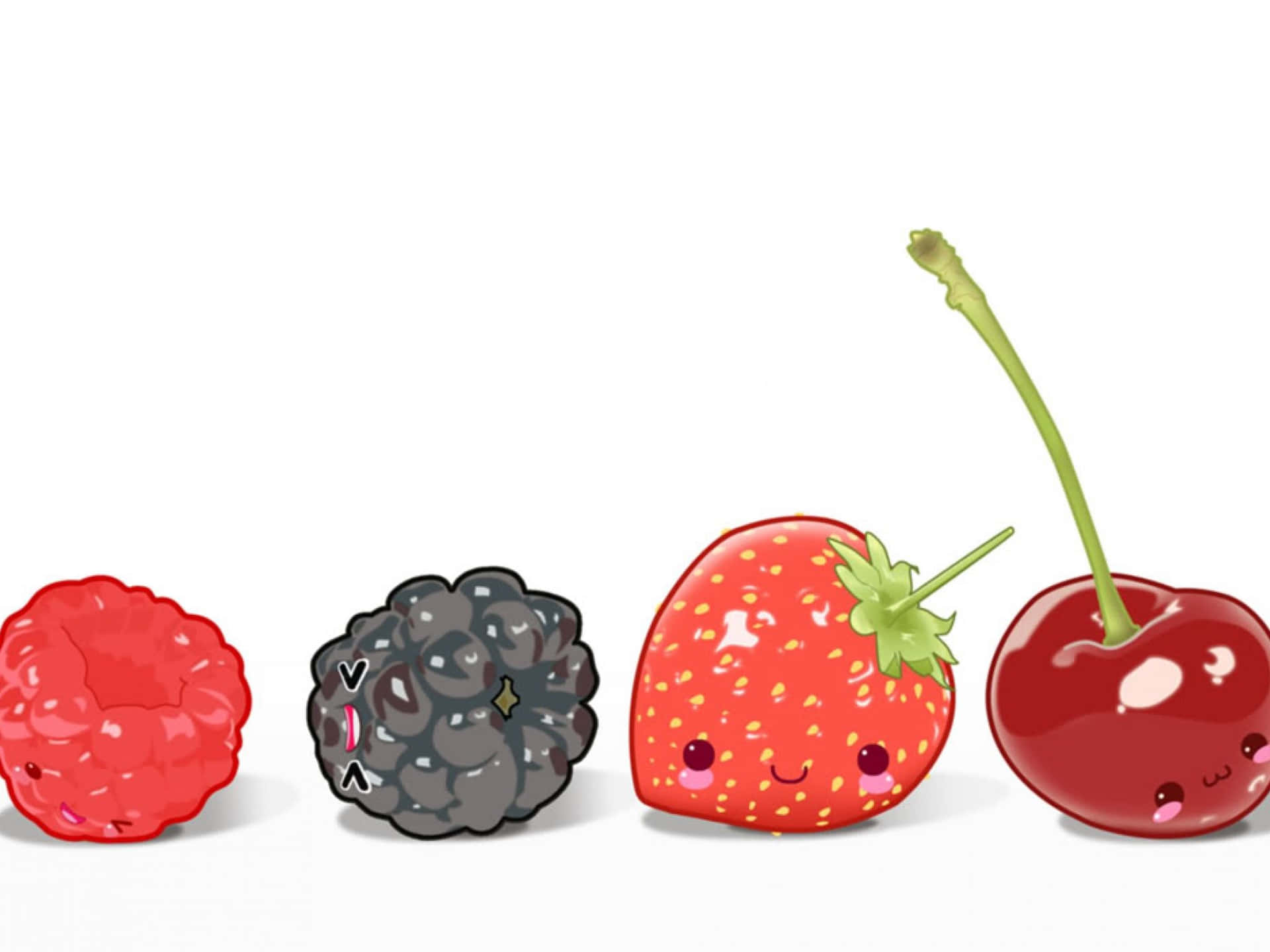 A Collection of Adorable Kawaii Fruits with Cute Faces and Expressions Wallpaper
