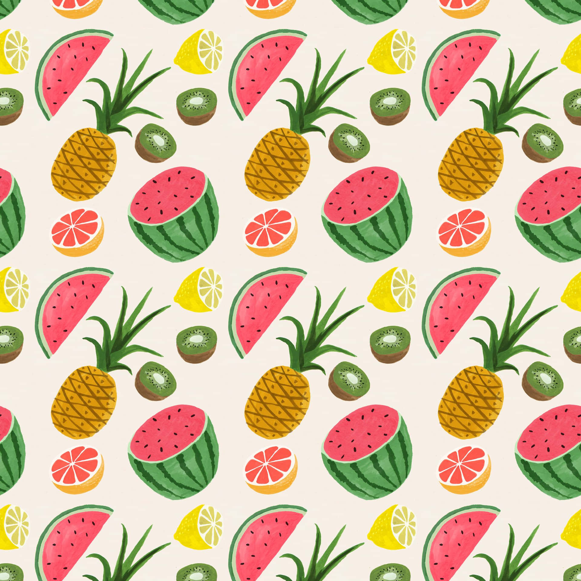 Adorable Kawaii Fruit Friends Wallpaper