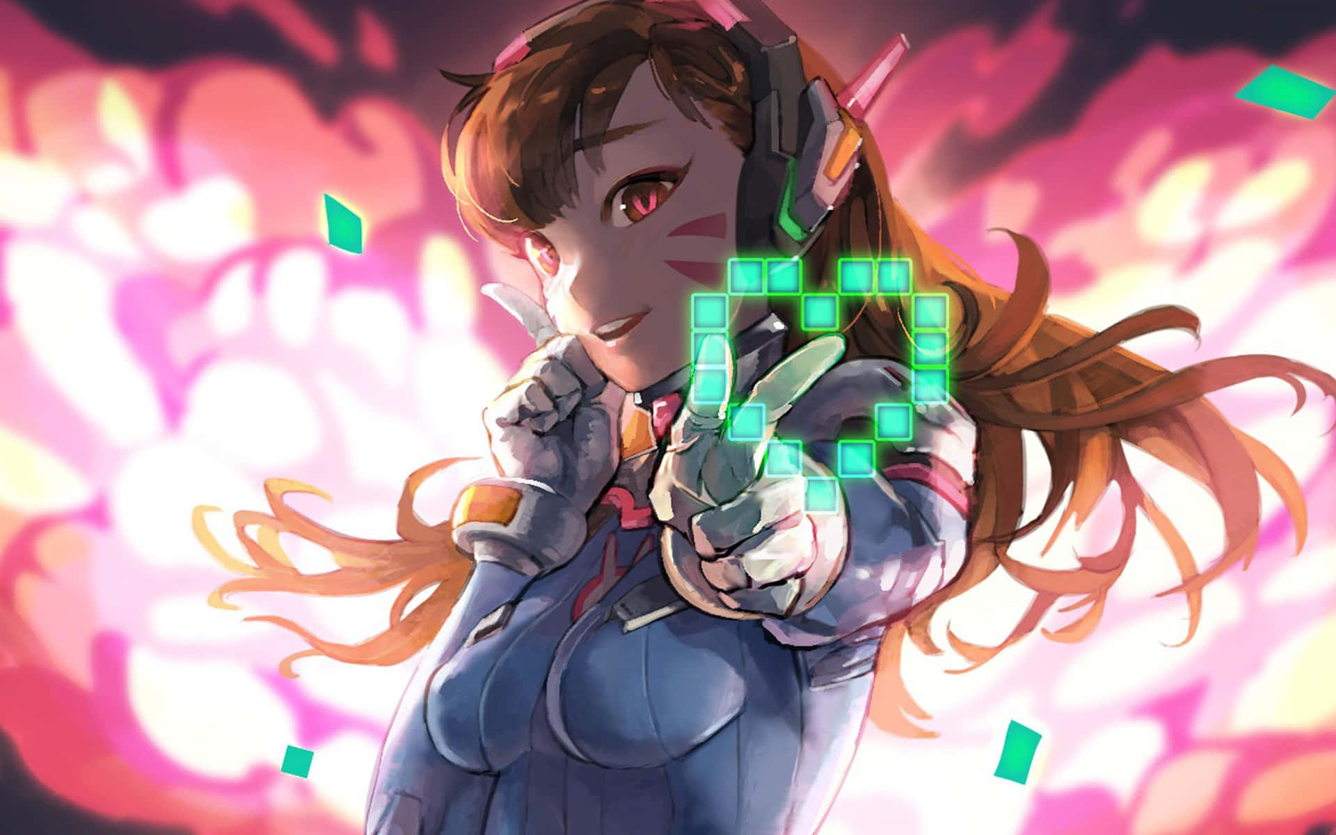 Happy Kawaii Gaming Girl Enjoys Playing Video Games Wallpaper