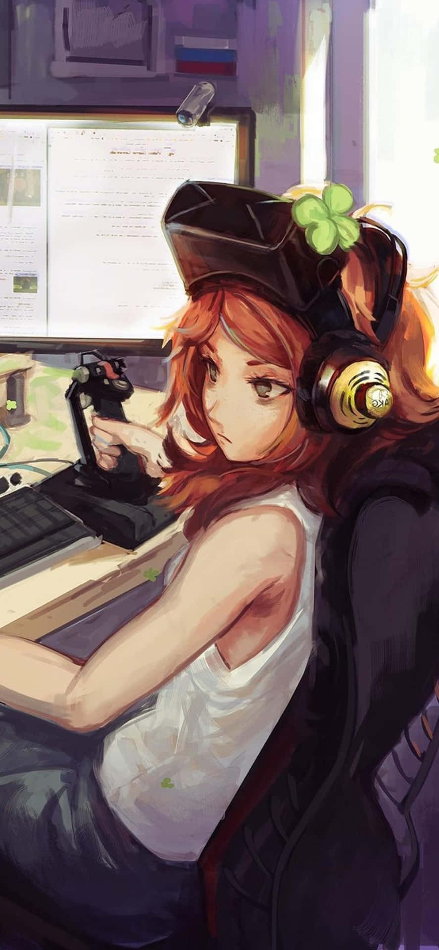 En kawaii Gaming Girl Forbereder Sig Til At Tage Verden På! Wallpaper