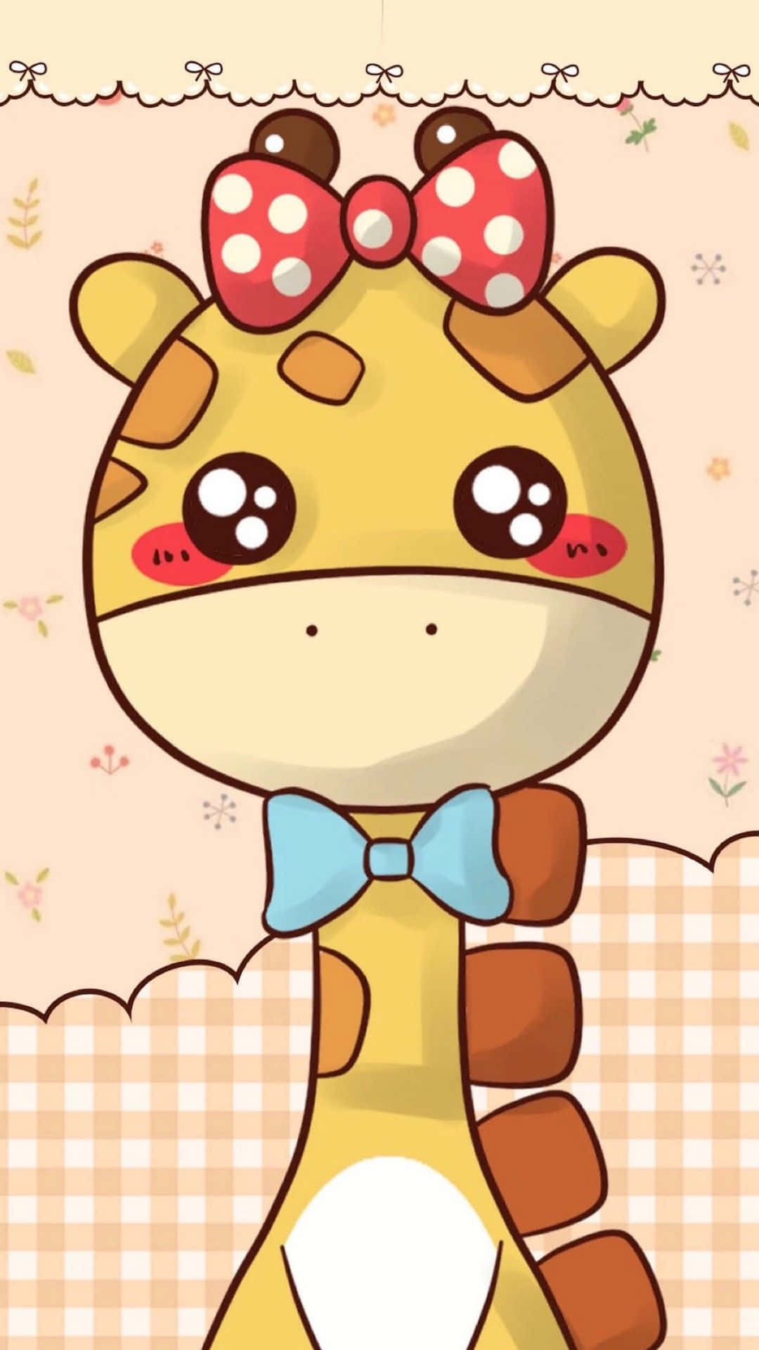 Adorable Kawaii Giraffe with Colorful Polka Dots Wallpaper
